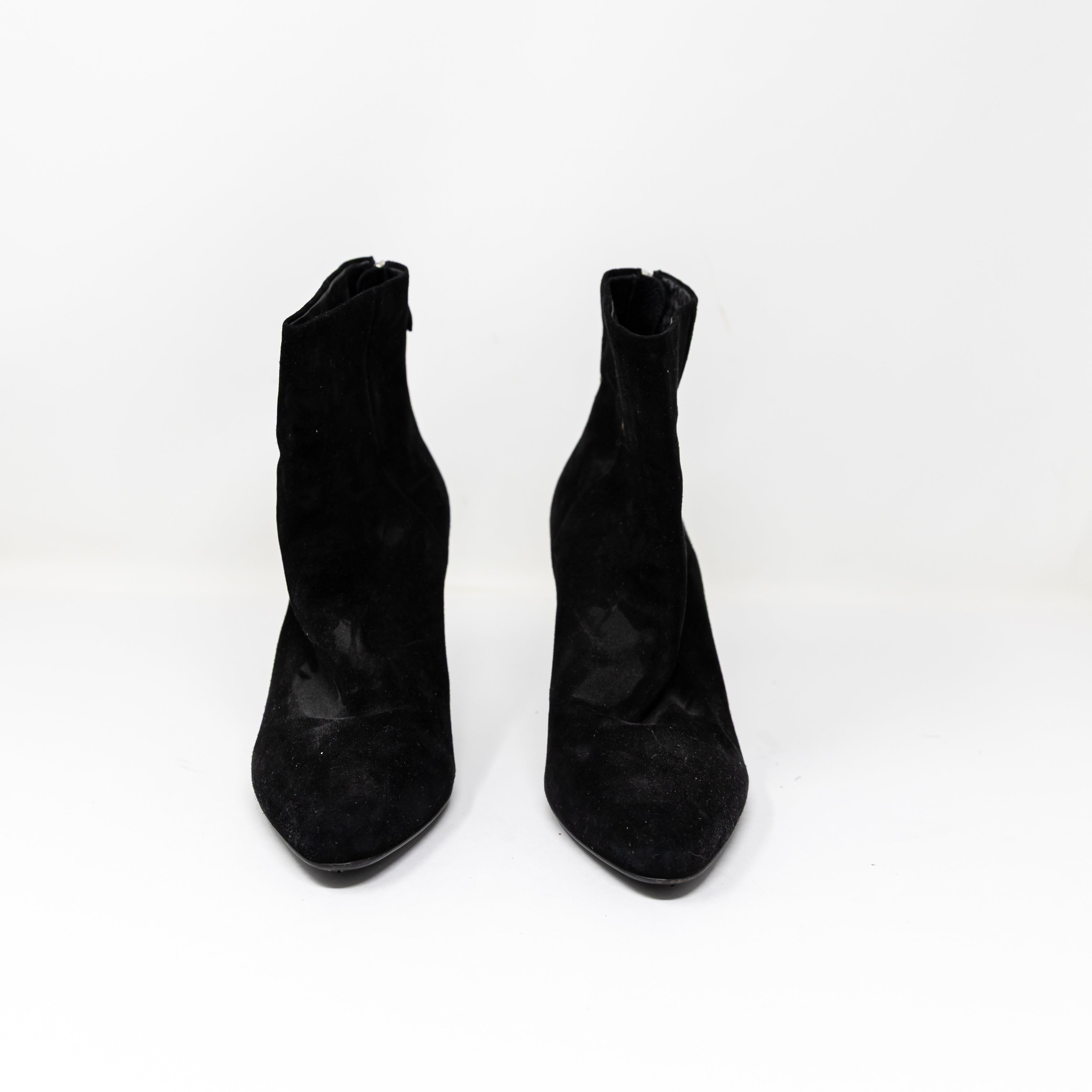 Prada Women's Made In Italy Genuine Suede Almond Toe Ankle Heel Booties Shoes