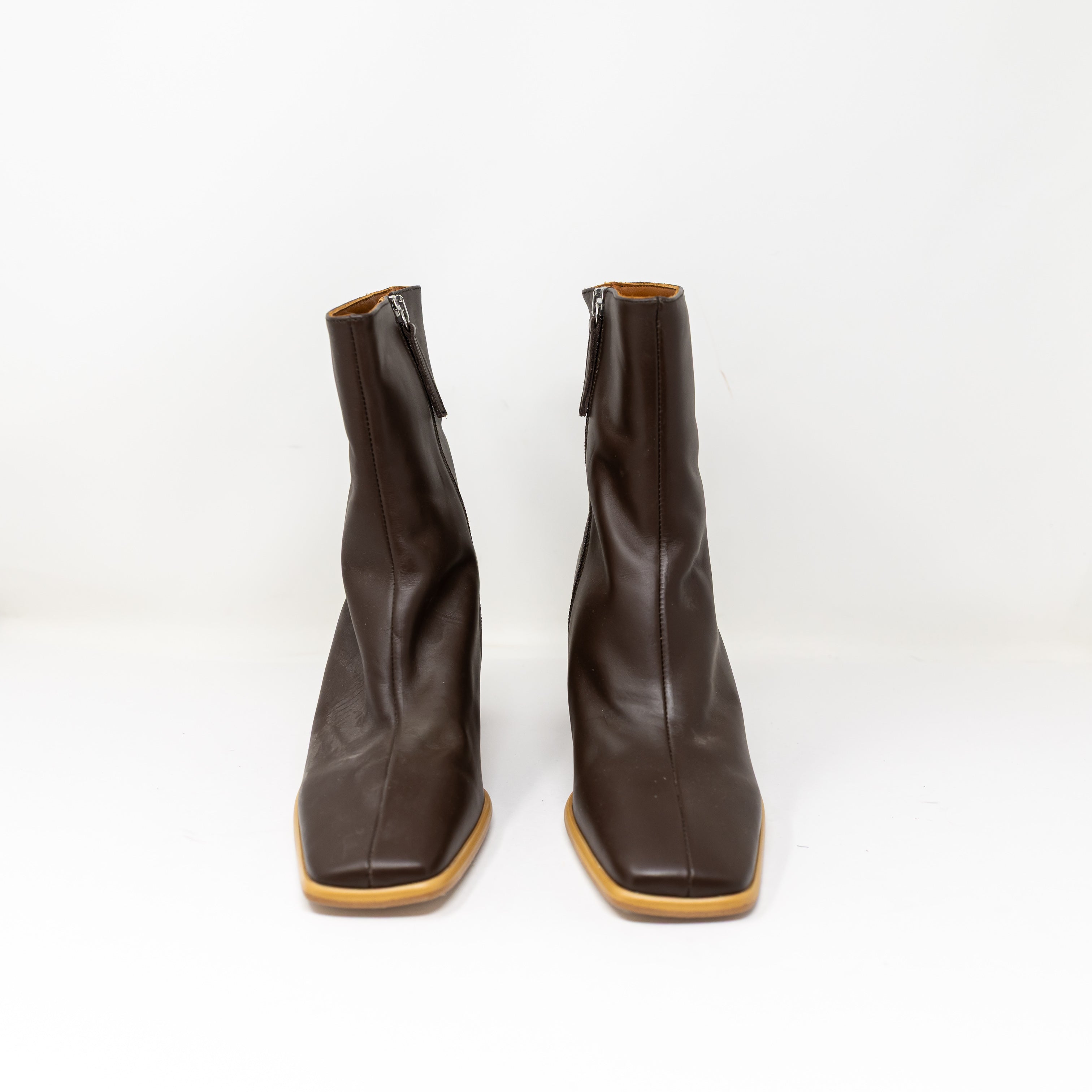 NEW Alohas Women's West Vintage Brown Leather Heel Ankle Booties Shoes 10
