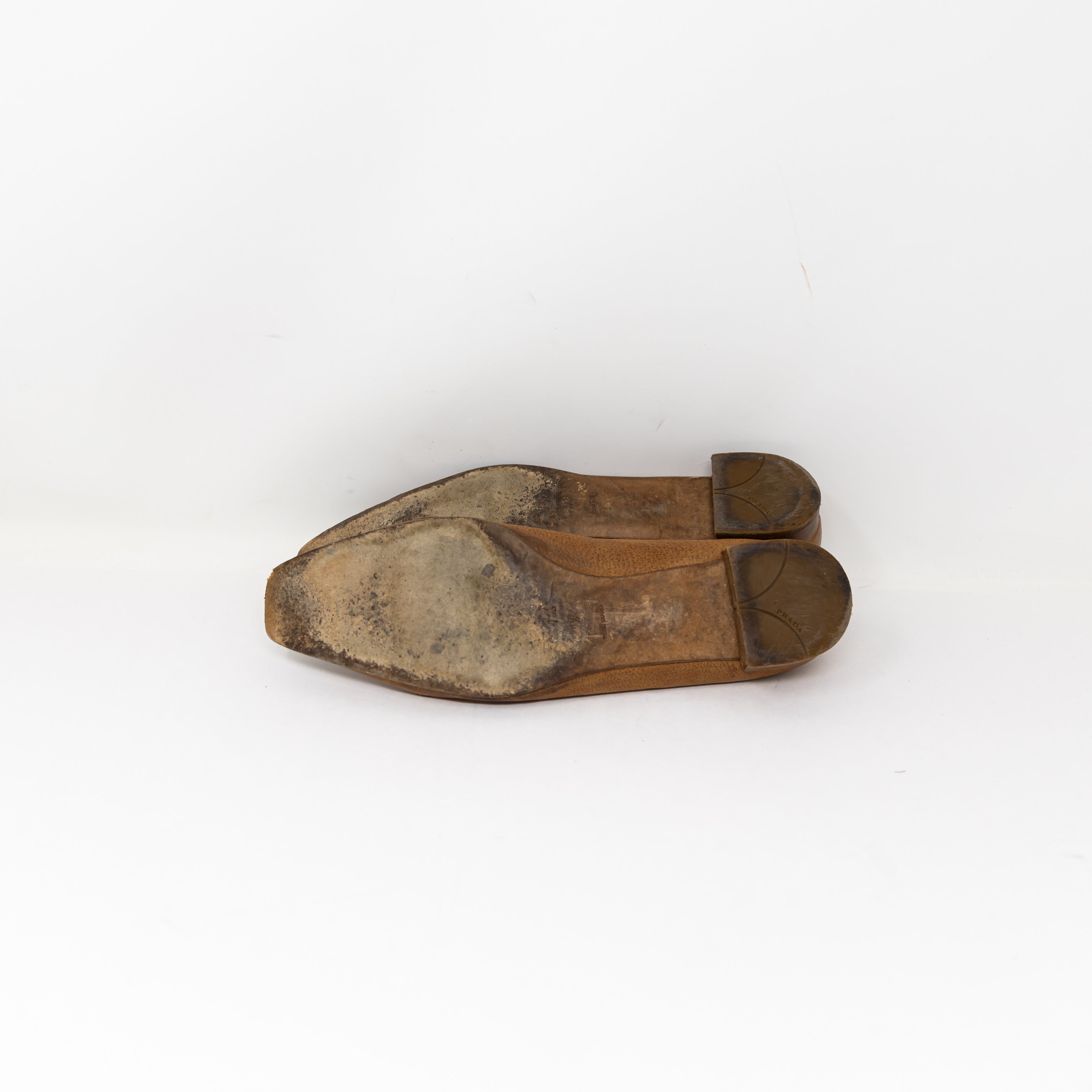Prada Vintage Genuine Leather Made In Italy Rope Tie Slip On Flats Shoes Brown