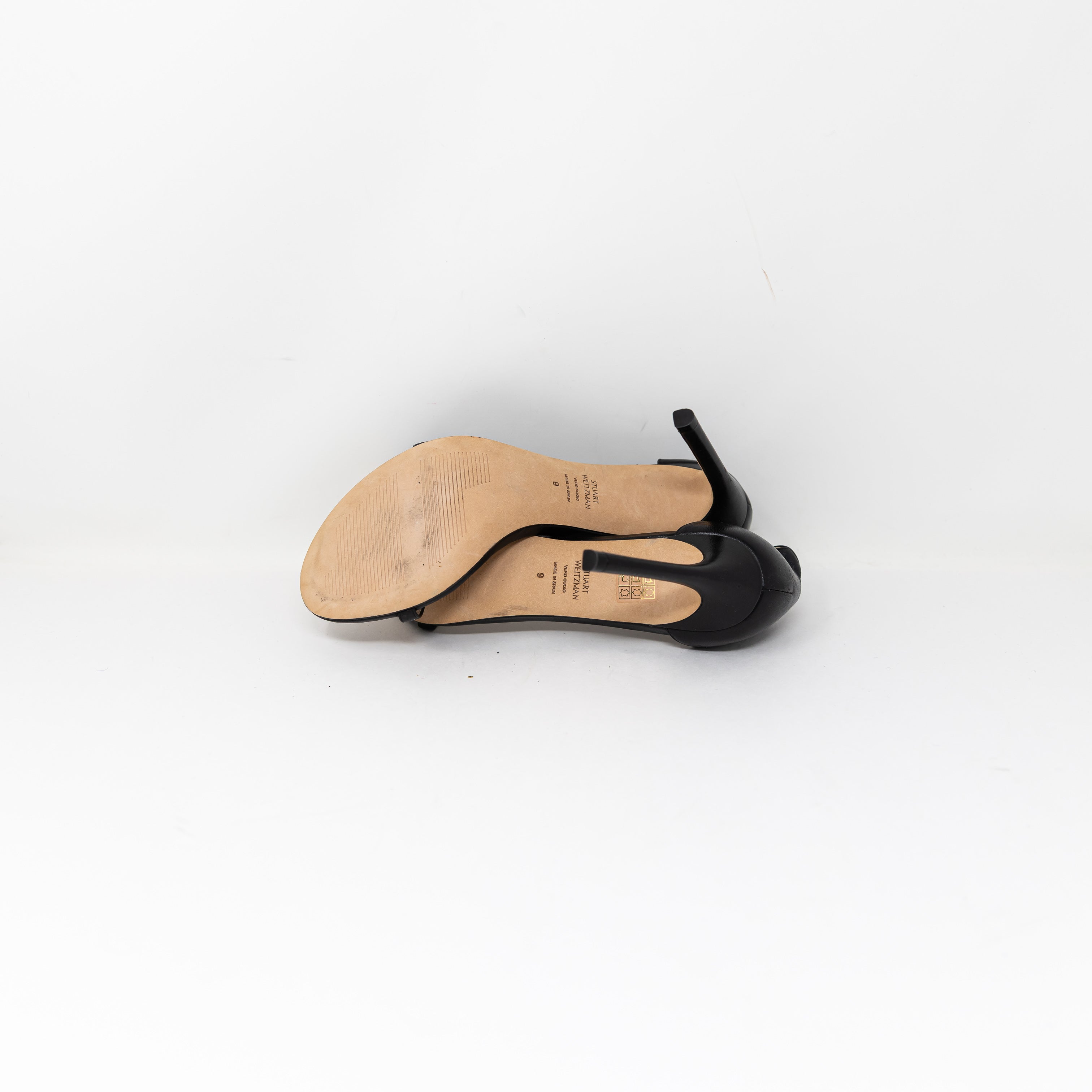 Stuart Weitzman Nudistcurve Genuine Leather Ankle Strap Stiletto High Heels Shoe
