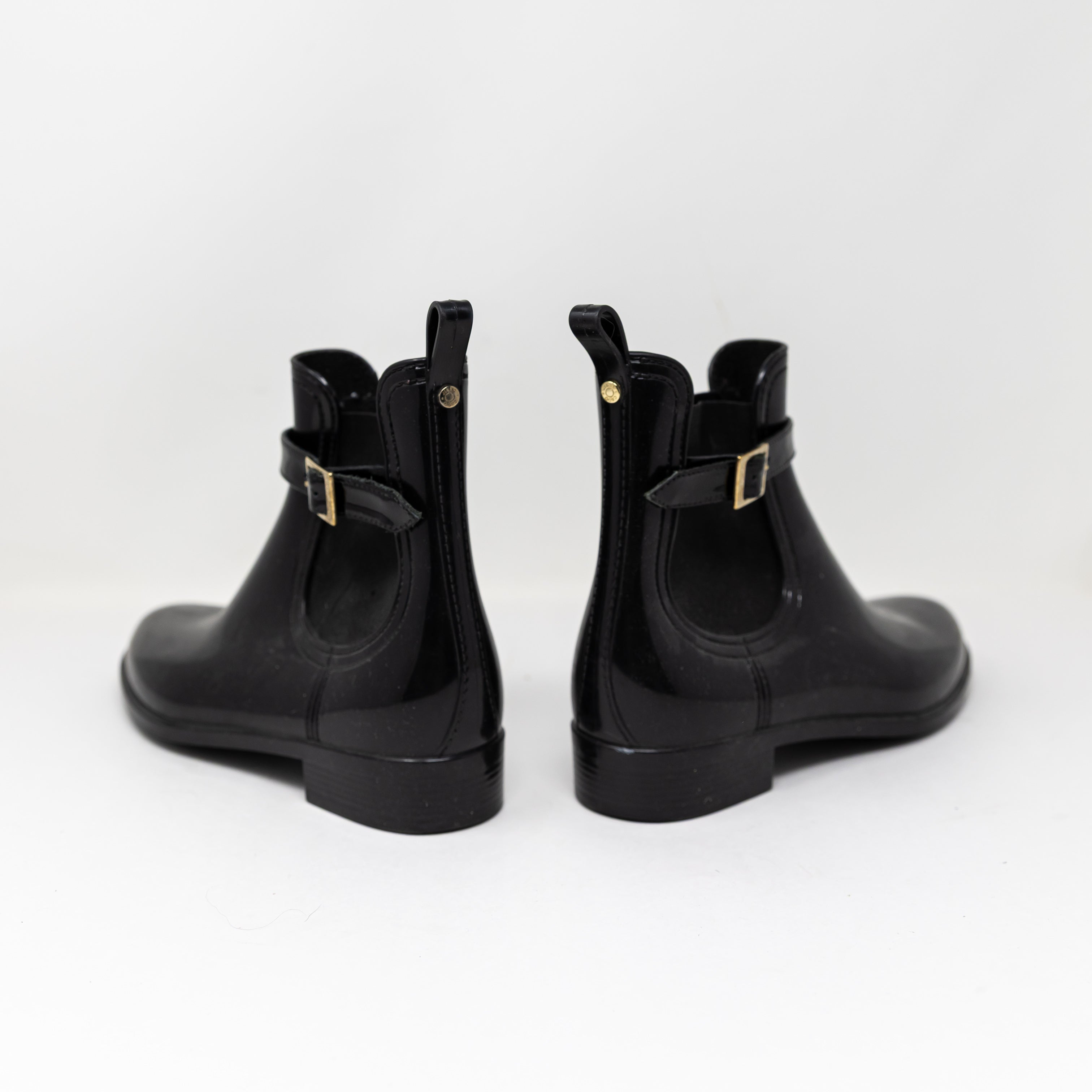 Jimmy Choo Jai Rubber Water Resistant Pull On Flat Ankle Rain Booties Boot Shoes