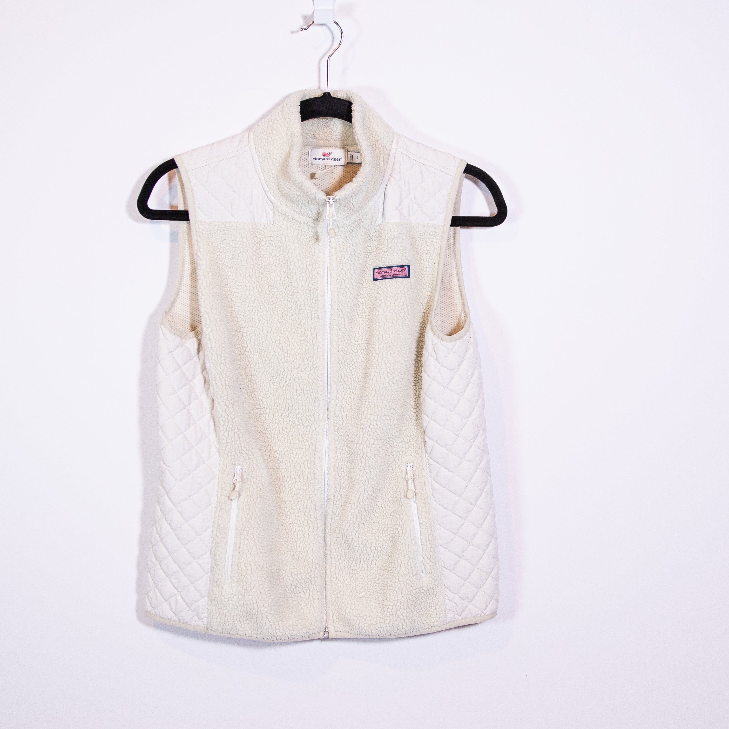 Vineyard Vines Women's Sea View Sherpa Teddy Sleeveless Full Zip Vest Jacket S