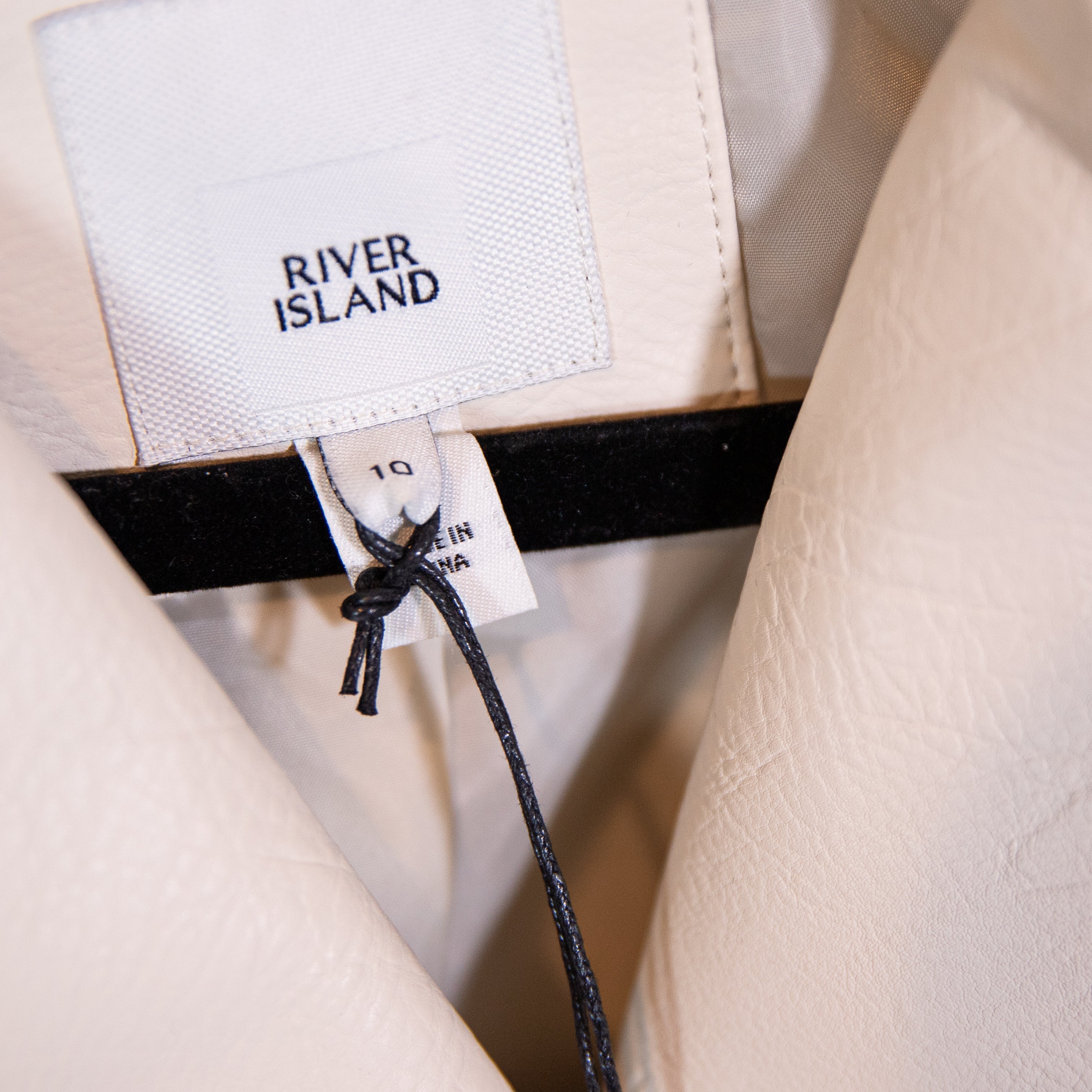 NEW River Island Faux Vegan Fur Leather Panel Comfort Layer Puffer Jacket Stone