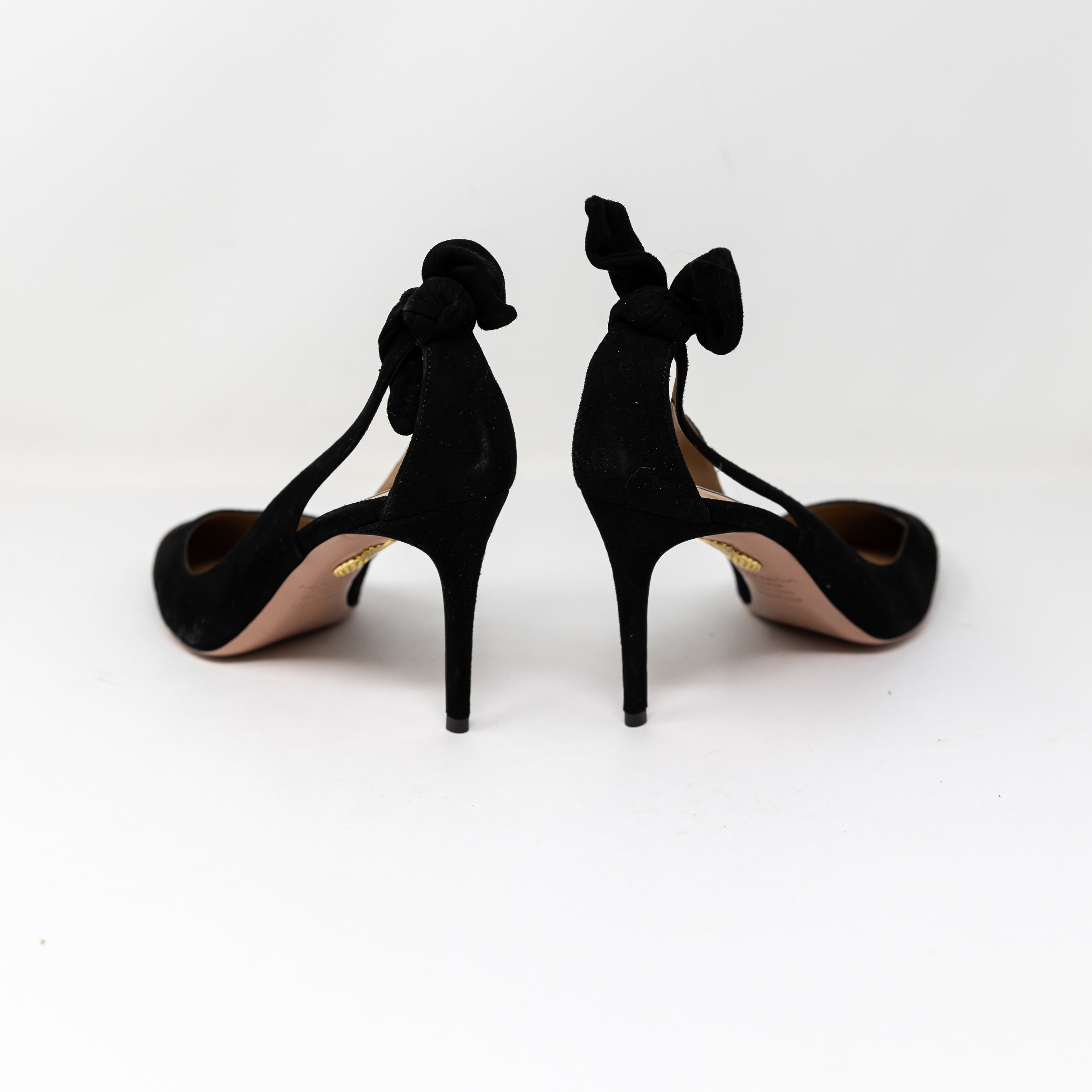 NEW Aquazzura Bow Tie Twist Knot Slingback Almond Toe Pumps Heels Shoes Suede 9