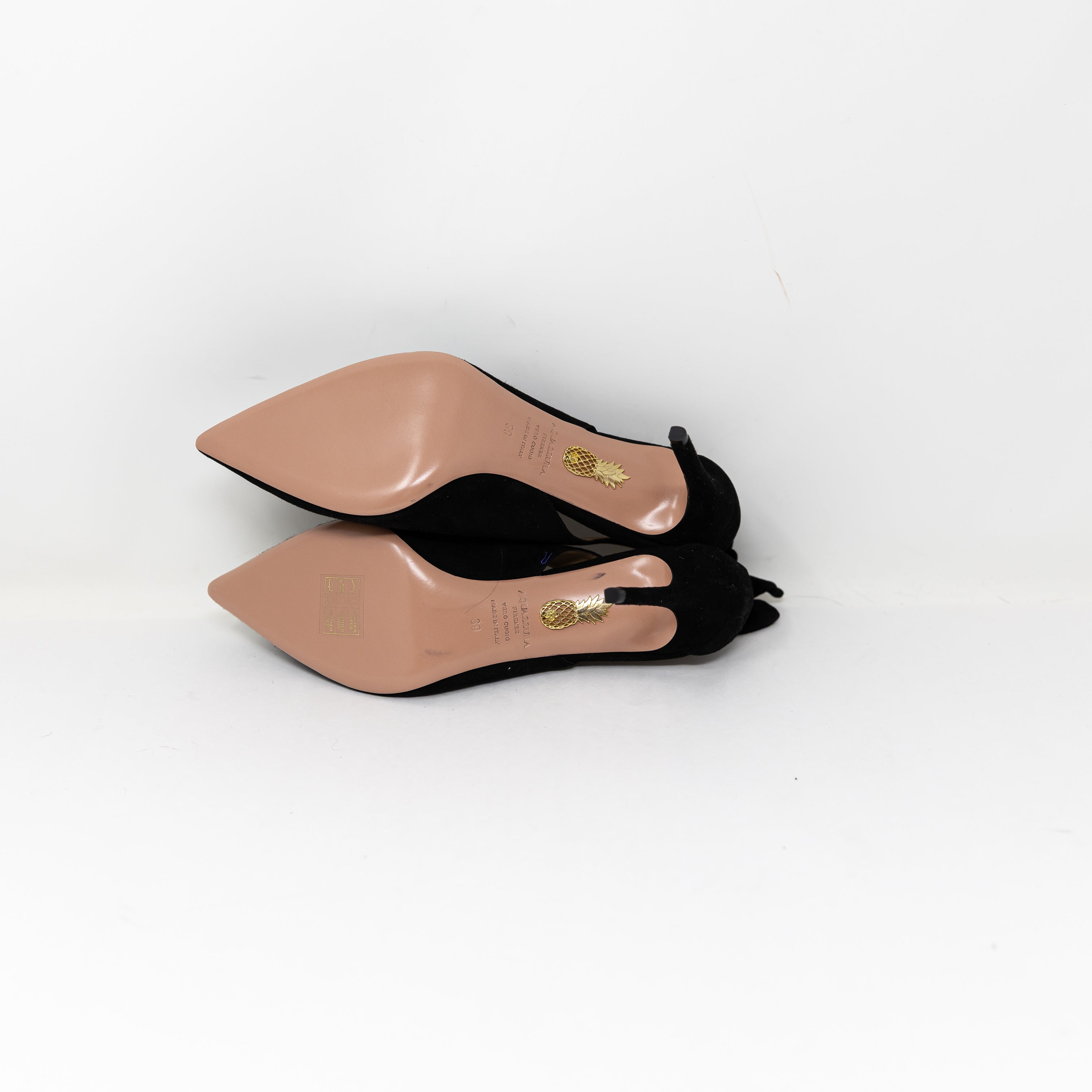 NEW Aquazzura Bow Tie Twist Knot Slingback Almond Toe Pumps Heels Shoes Suede 9