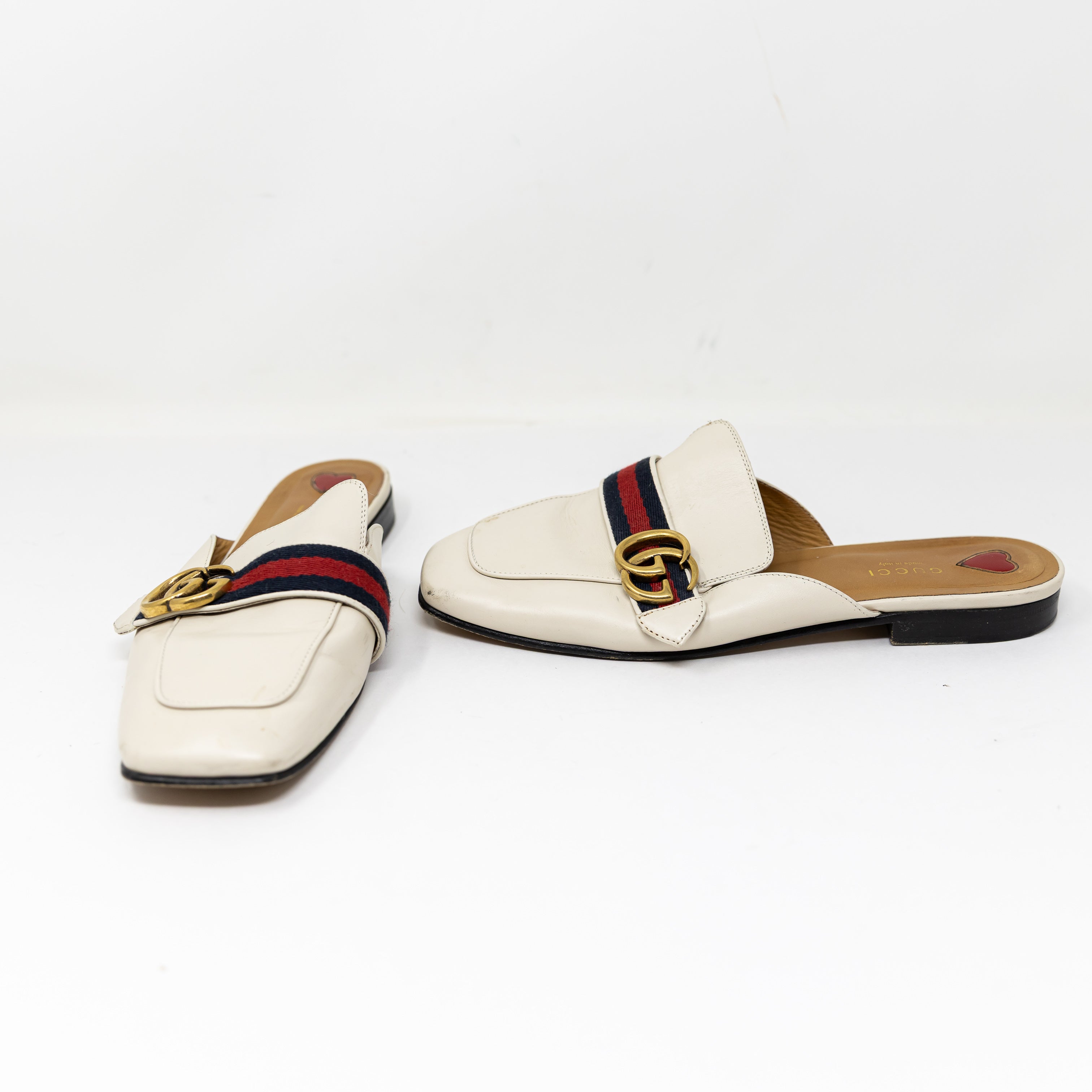 Gucci Women's Peyton Made In Italy Genuine Leather Backless Slip On Loafers Shoe