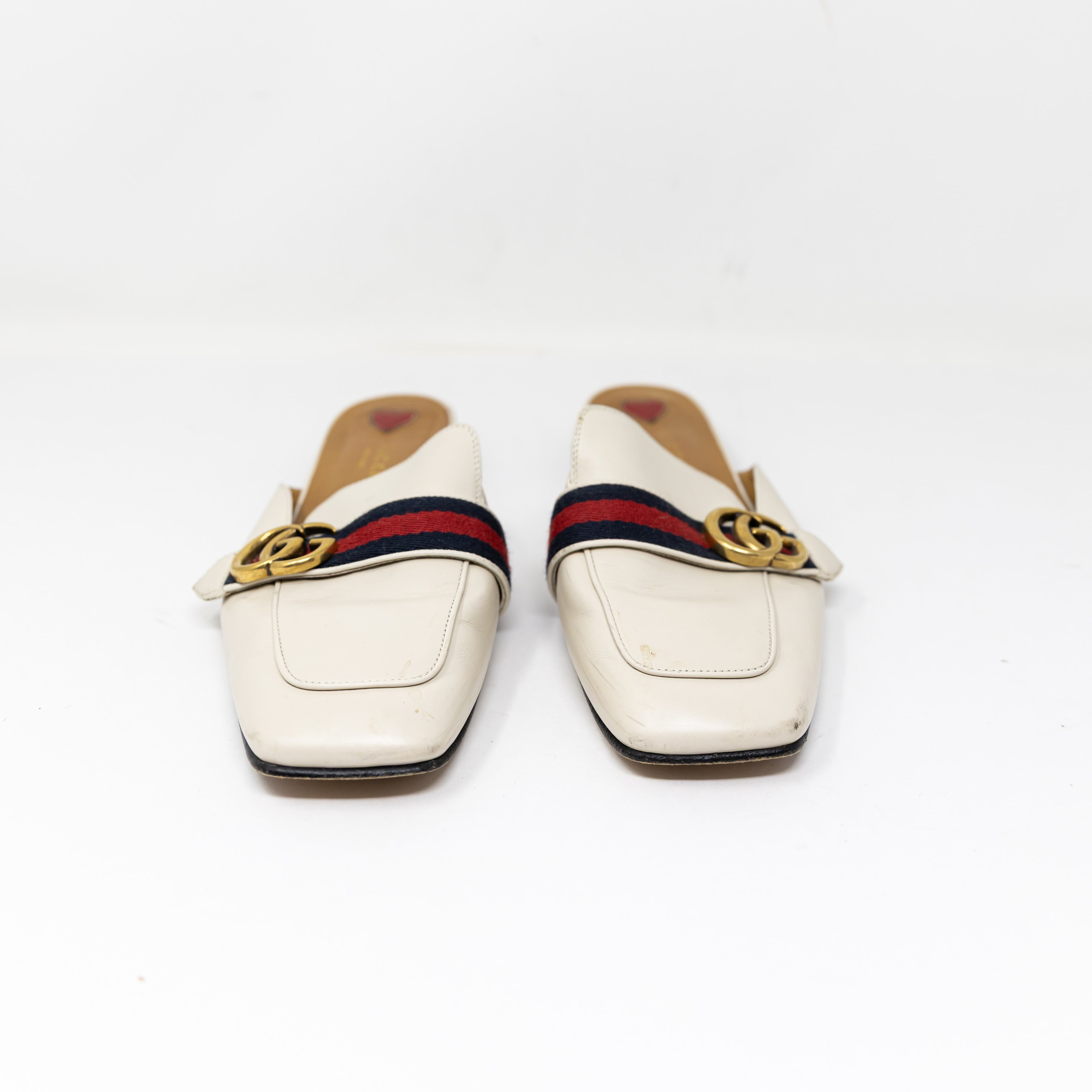 Gucci Women's Peyton Made In Italy Genuine Leather Backless Slip On Loafers Shoe
