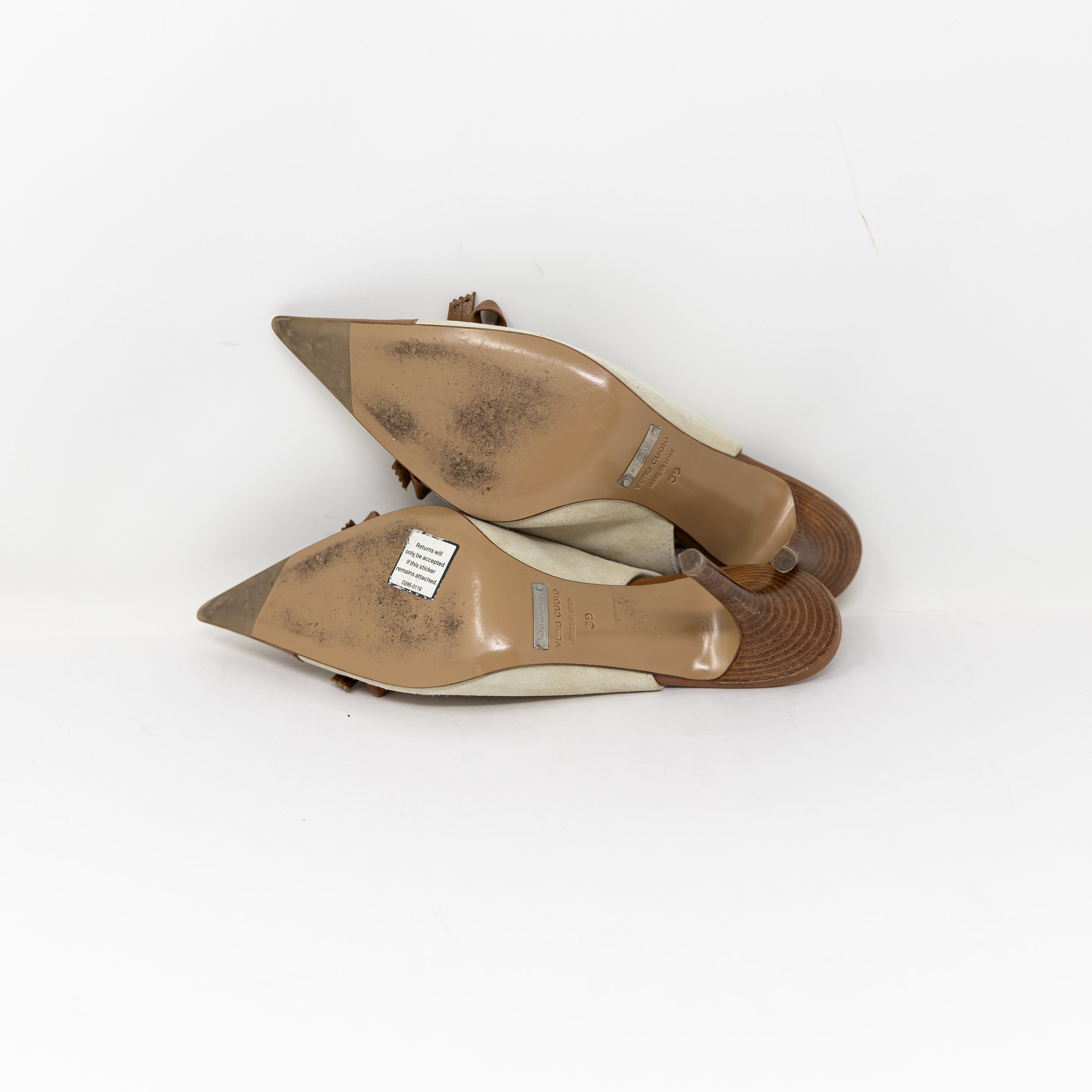 Dolce & Gabbana Made In Italy Genuine Suede Leather Pointed Toe Bow Pumps Heels
