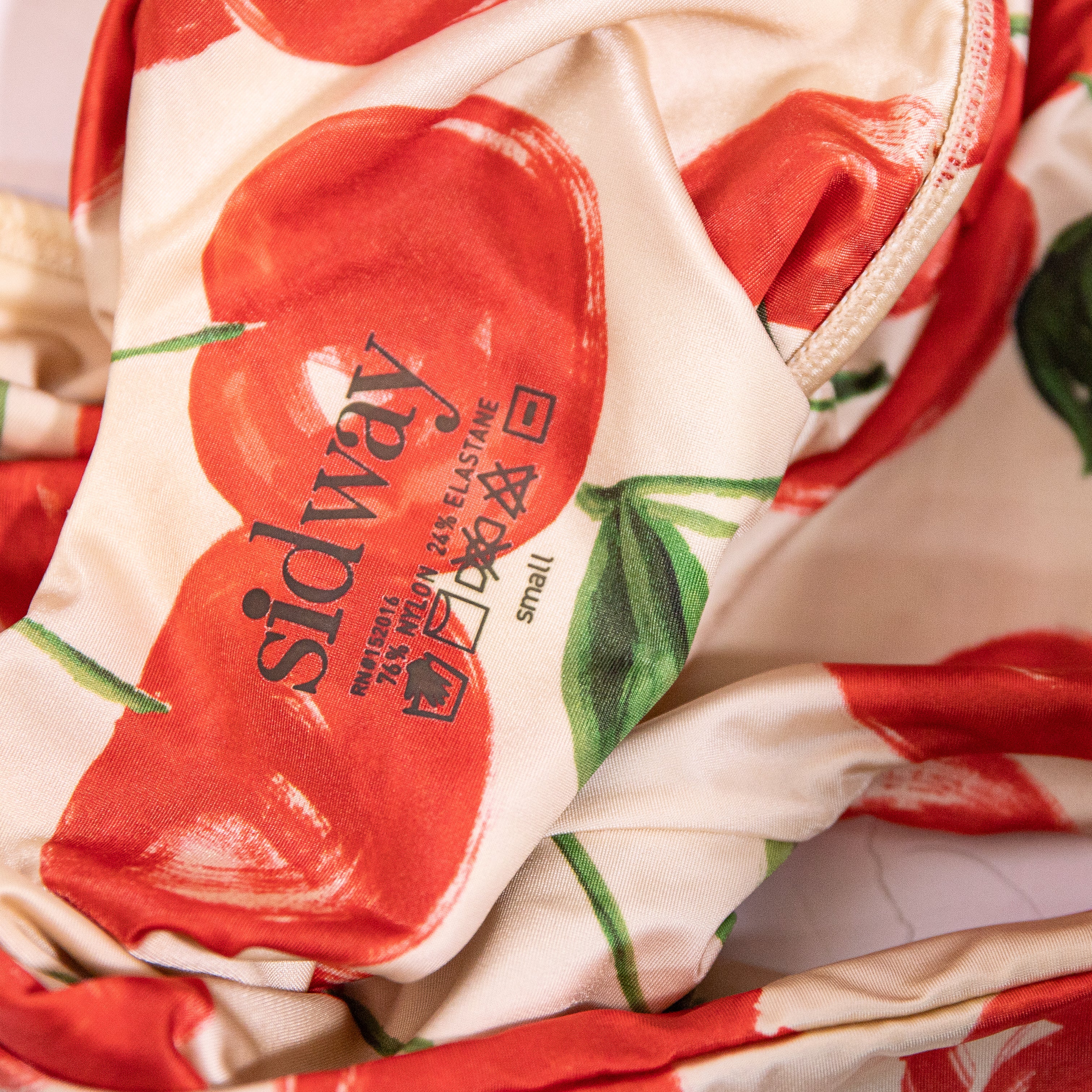 Sidway Cherry Fruit Print Anderson One Piece Shoulder Tie Bathing Suit Swim S