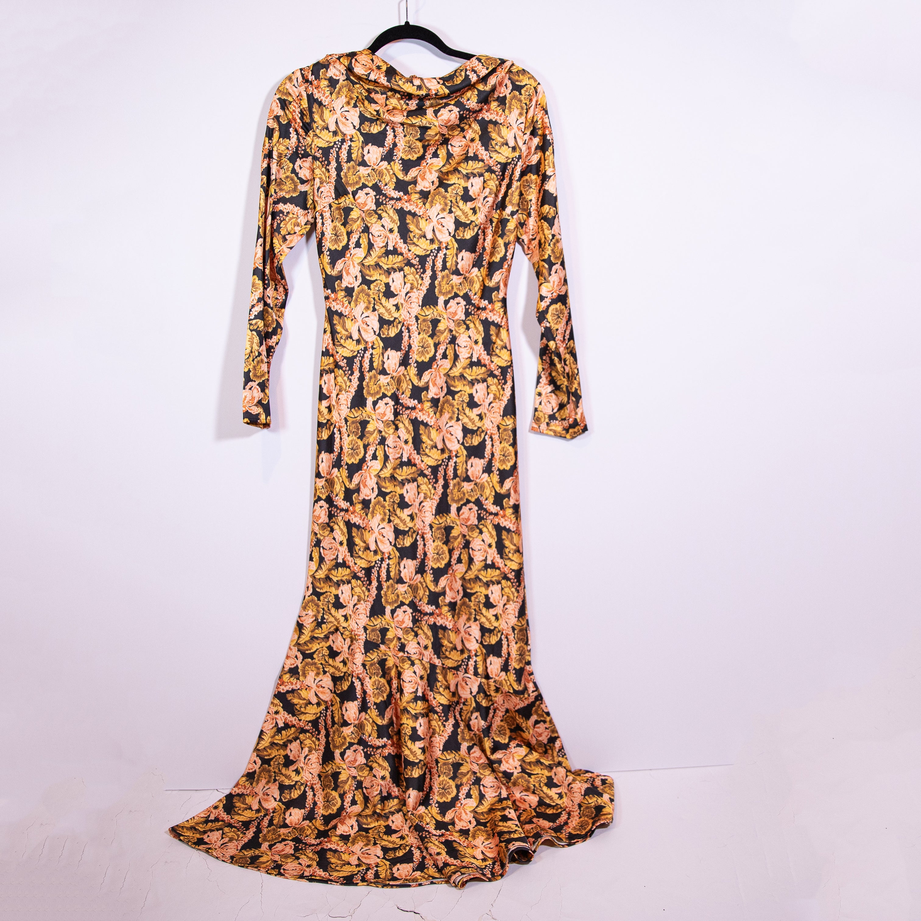 Significant Other Yvonne Black Sangria Floral Flower Print Satin Maxi Dress 2