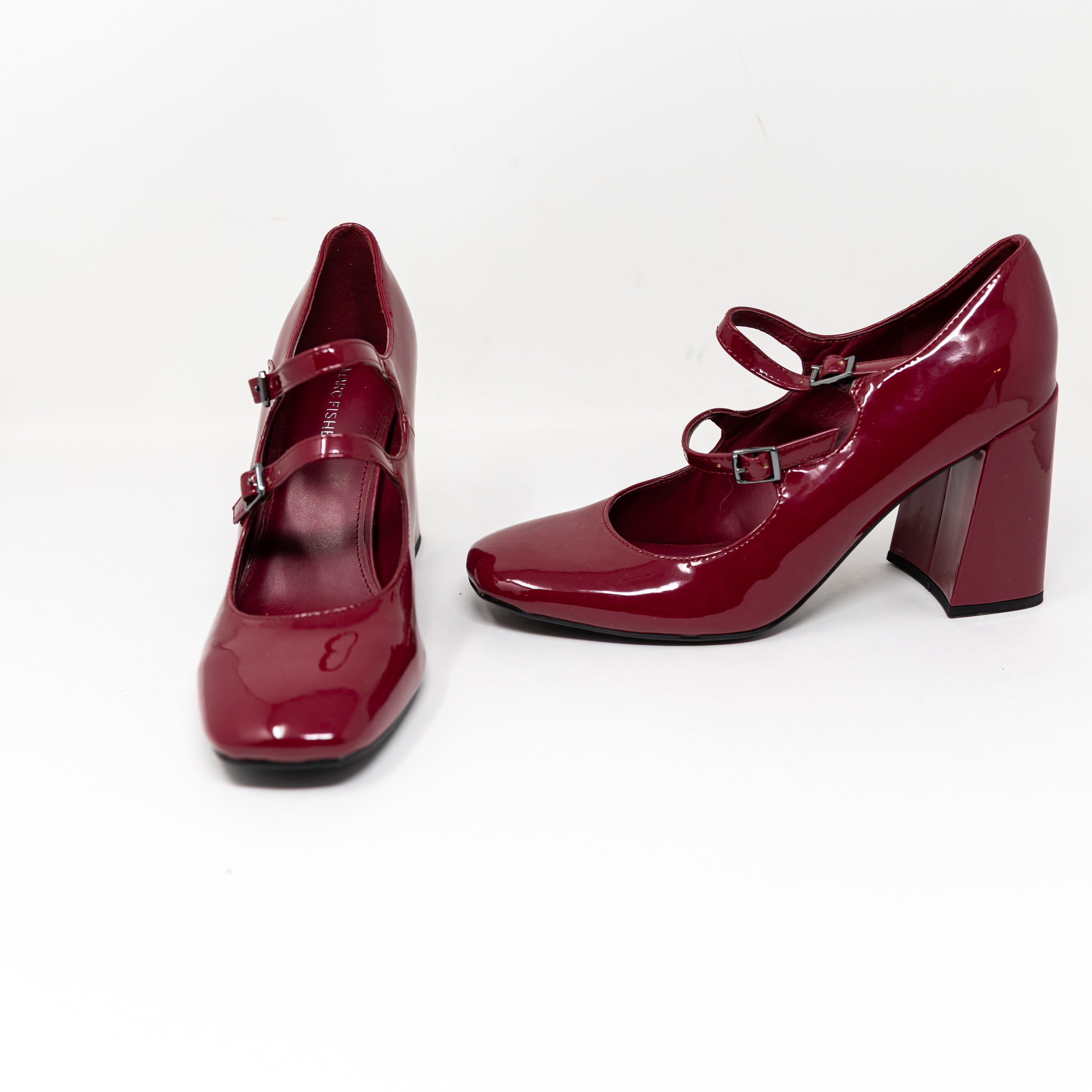 NEW Marc Fisher Charisy Tapered Block Heel Dress Pumps Dark Red Patent Shoes 9