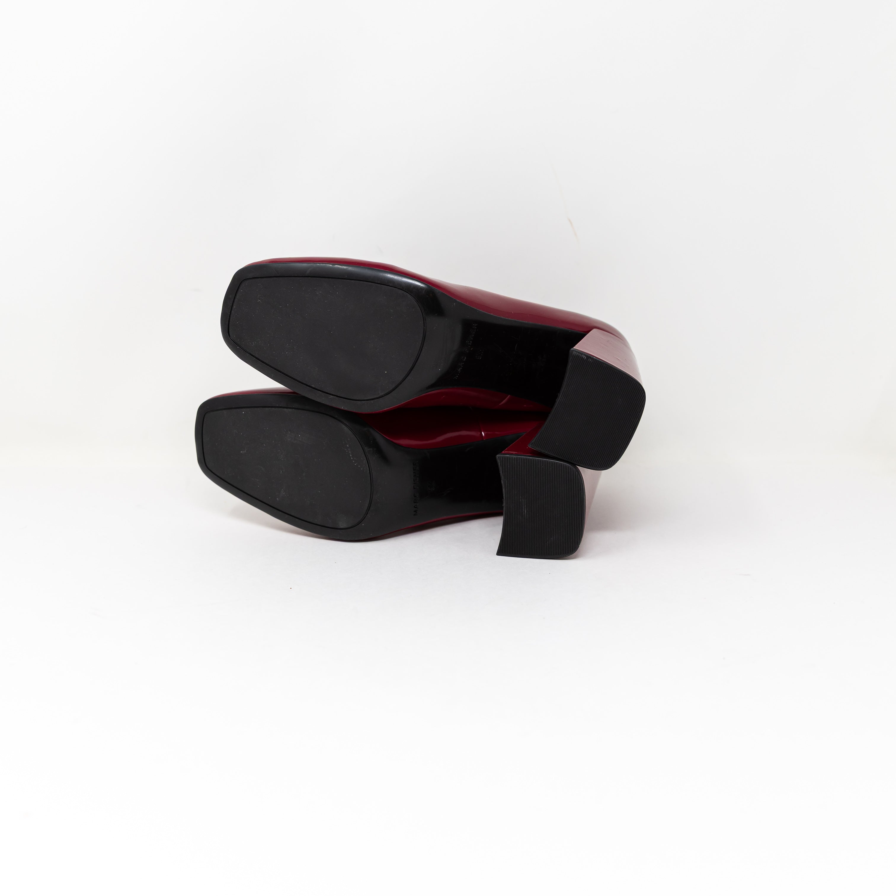 NEW Marc Fisher Charisy Tapered Block Heel Dress Pumps Dark Red Patent Shoes 9