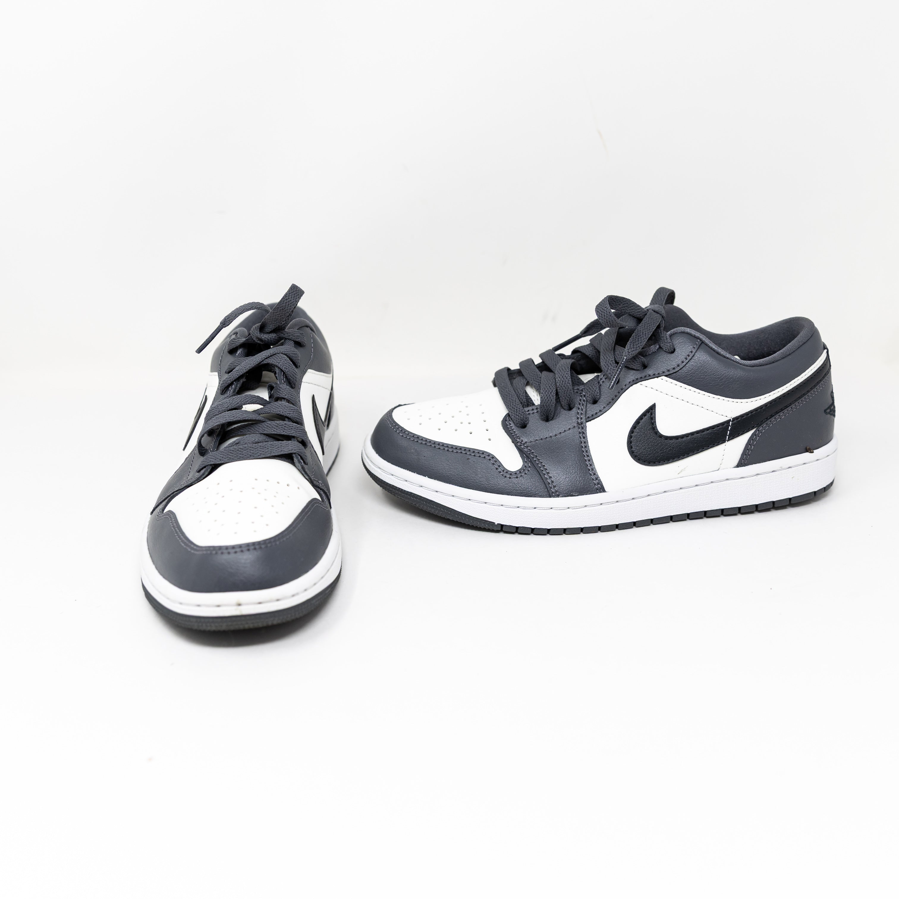 Nike Air Jordan Women's 1 Low Top Lace Up Leather Sneakers Shoes Dark Grey White