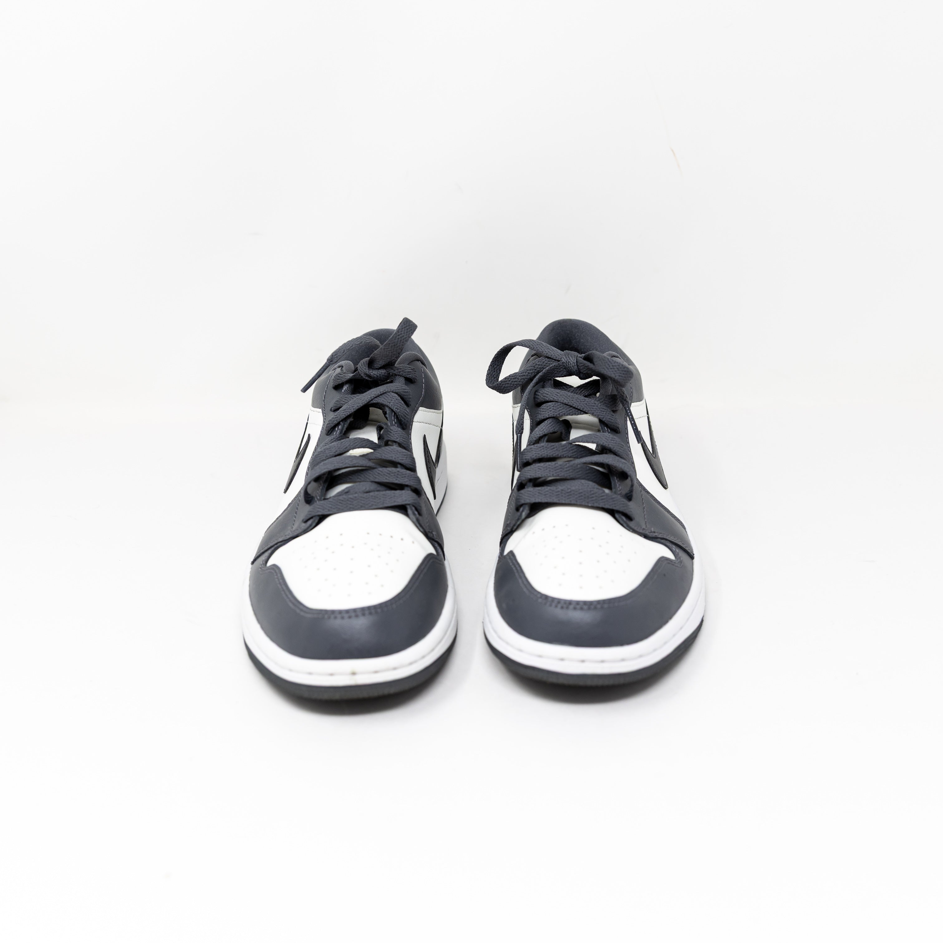 Nike Air Jordan Women's 1 Low Top Lace Up Leather Sneakers Shoes Dark Grey White