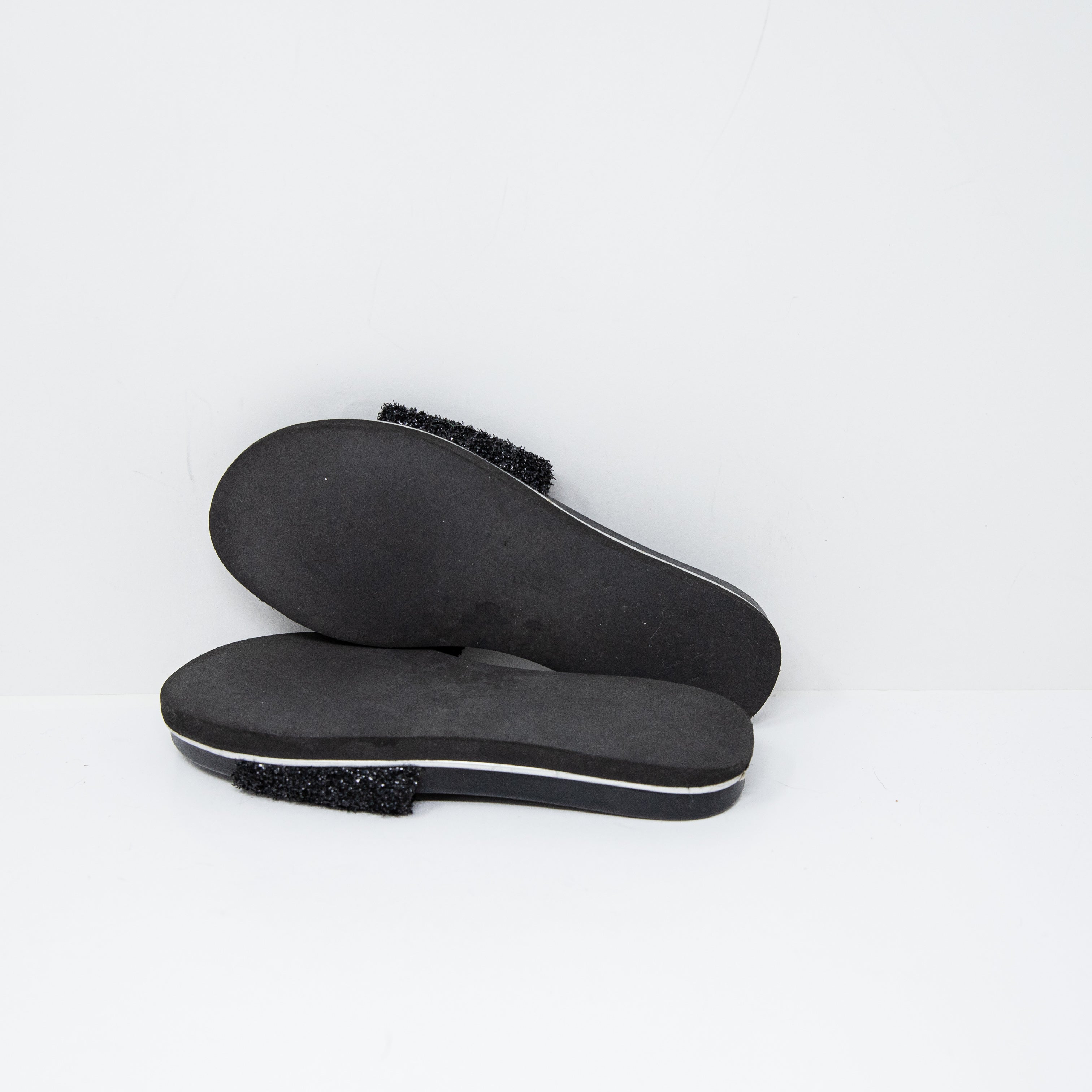 Zara Beaded Embellished Sparkle Open Toe Flat Slip On Slides Shoes Black 8