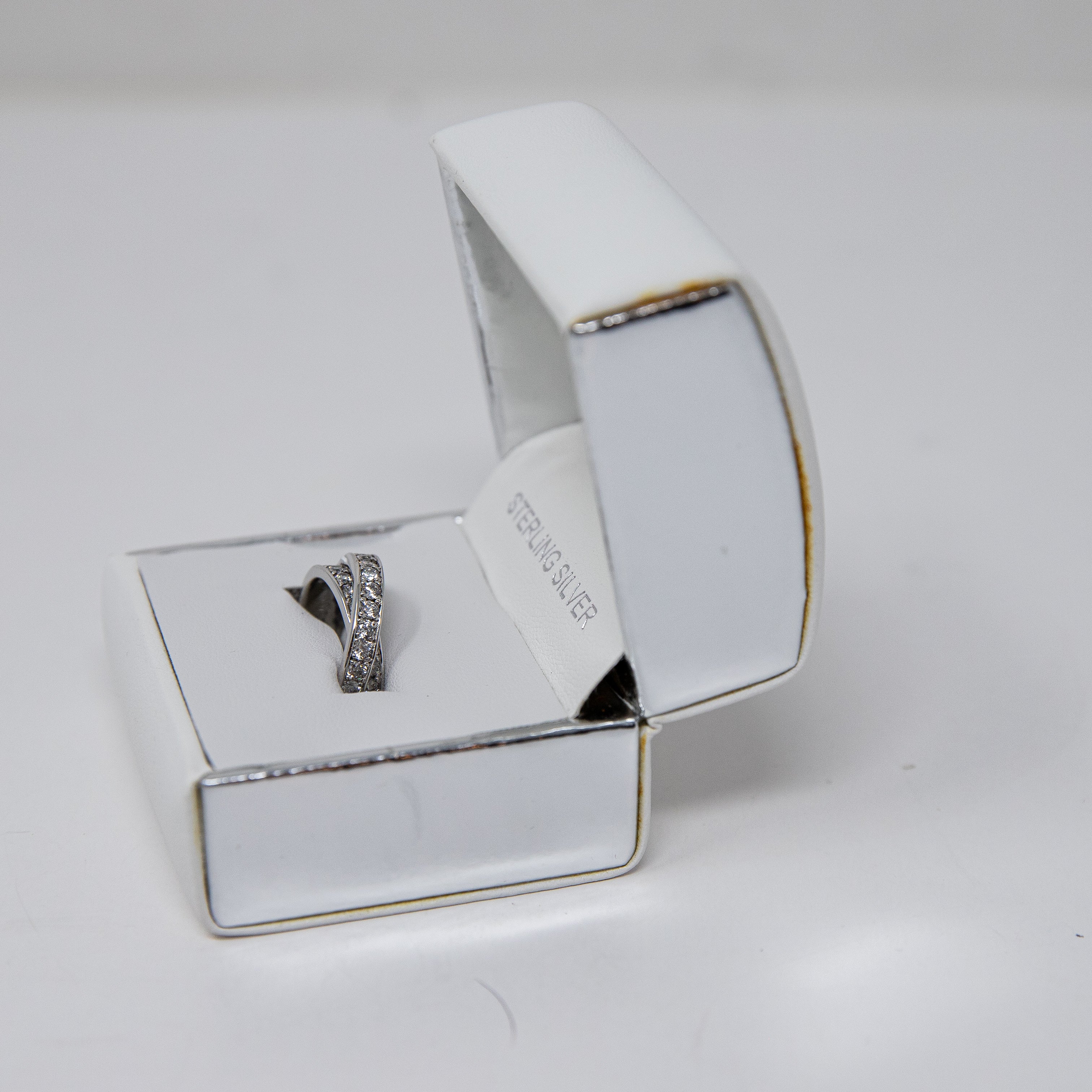 Crislu 925 Sterling Silver 1.2 Carat Cubic Zirconia Channel Set Criss Cross Ring