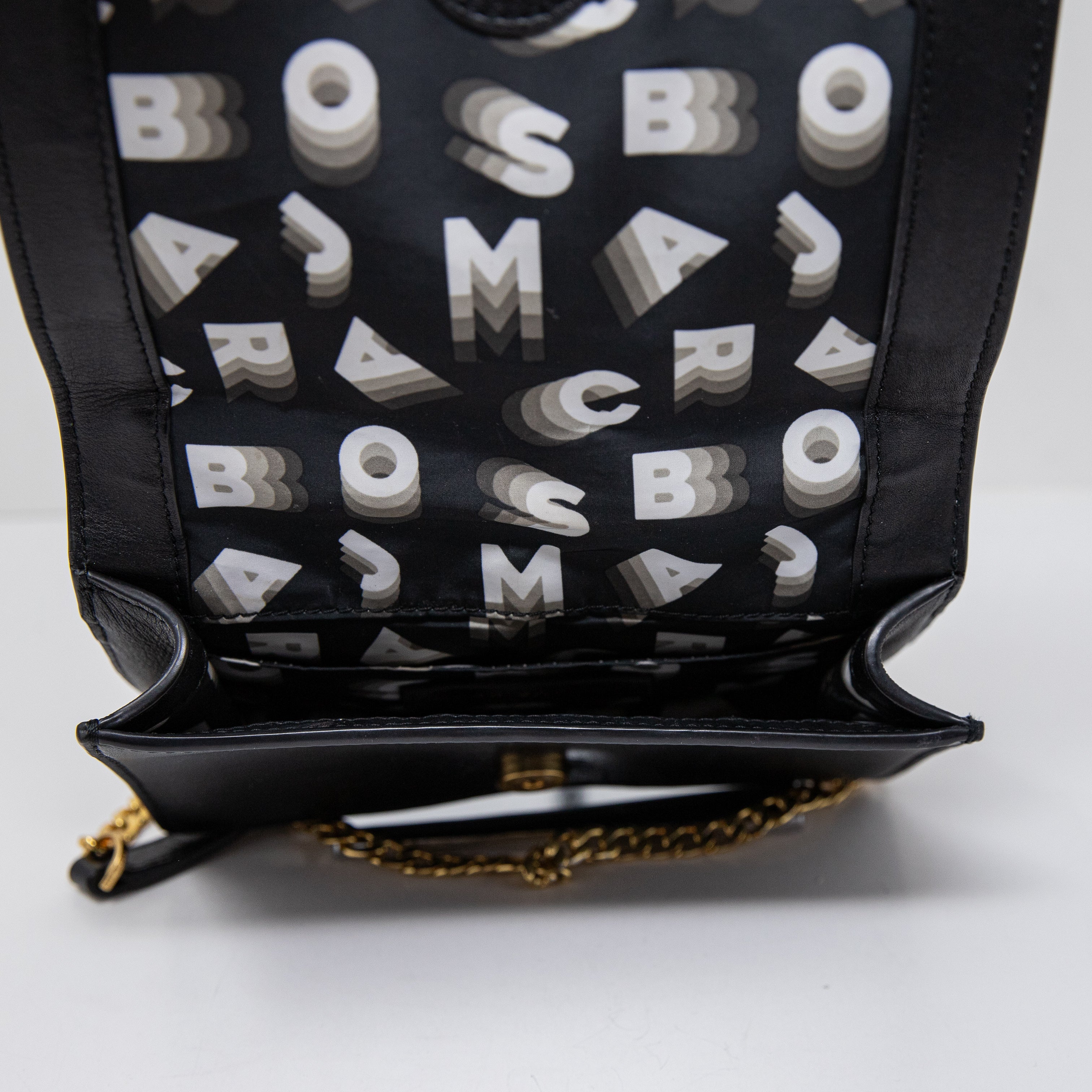 Marc Jacobs Double Take Logo Genuine Leather Gold Chain Crossbody Purse Bag