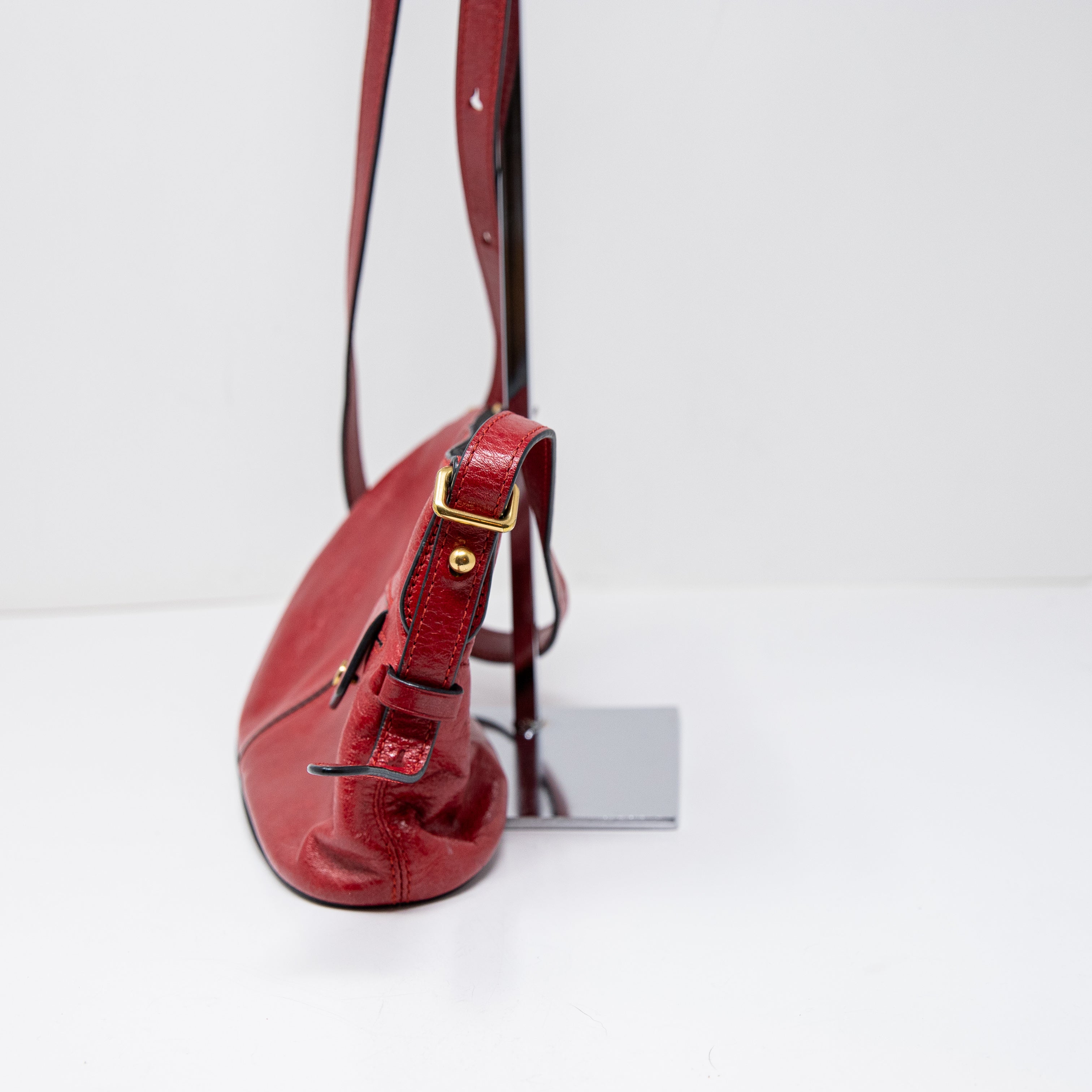 Marc Jacobs Side Sling Genuine Leather Crossbody Shoulder Purse Bag Red