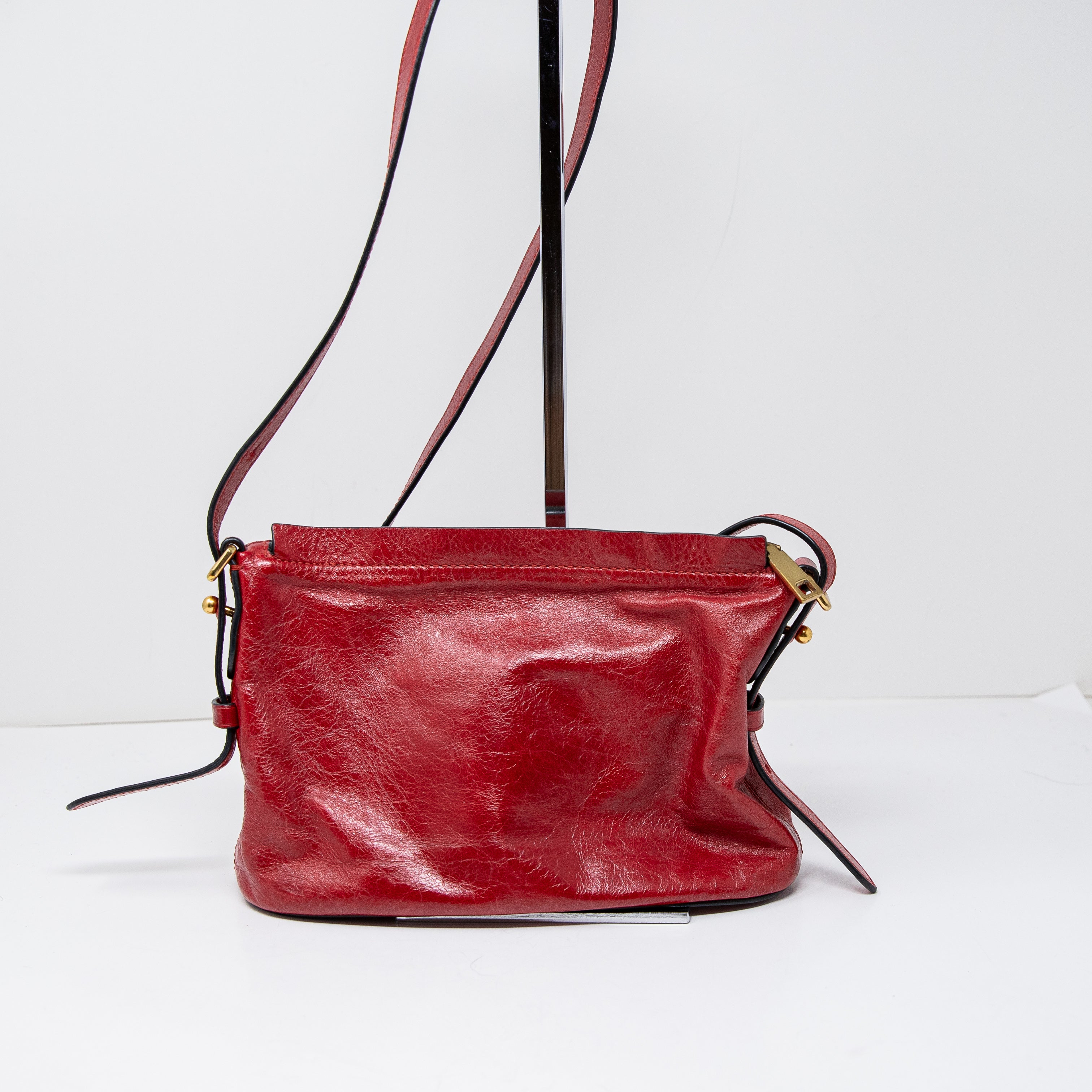 Marc Jacobs Side Sling Genuine Leather Crossbody Shoulder Purse Bag Red