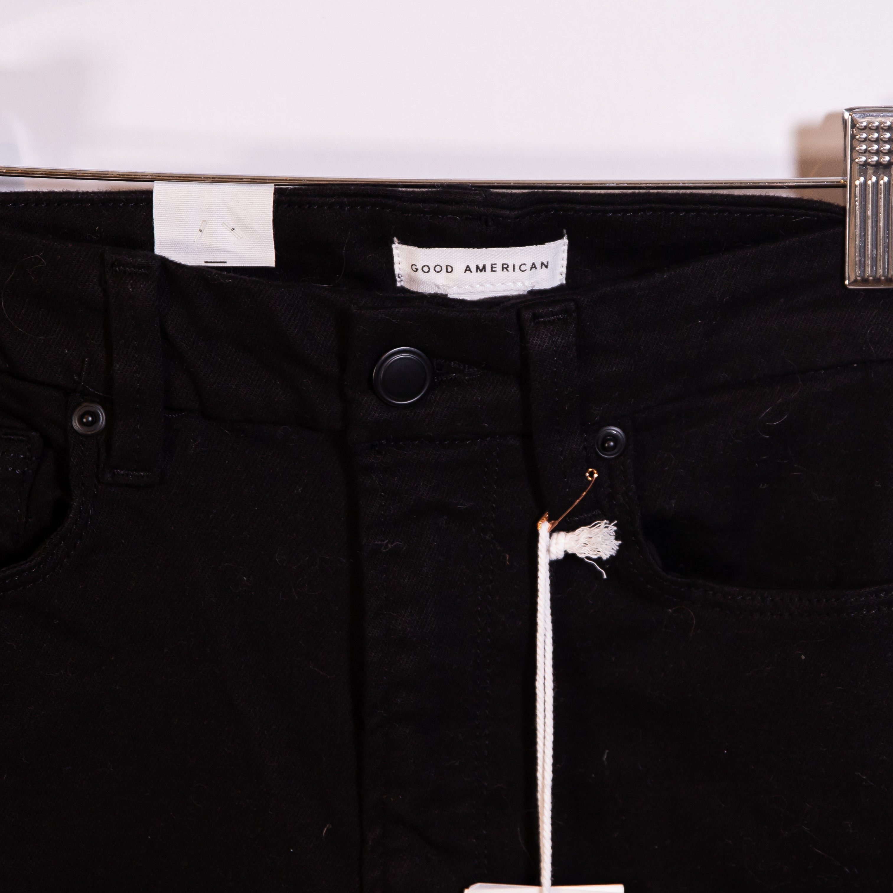 NEW Good American Women's Cotton Stretch High Rise Skinny Denim Jeans Black 4