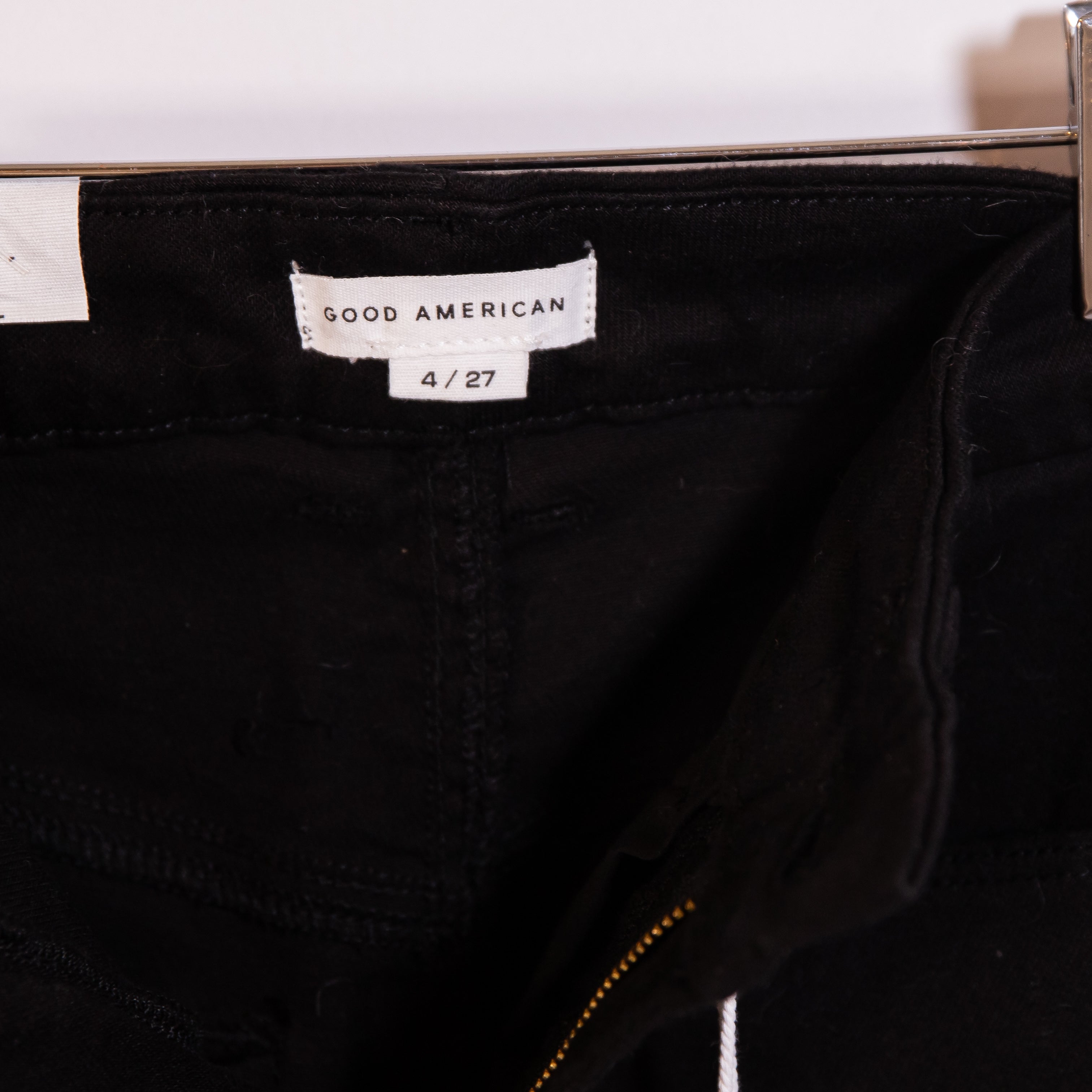 NEW Good American Women's Cotton Stretch High Rise Skinny Denim Jeans Black 4