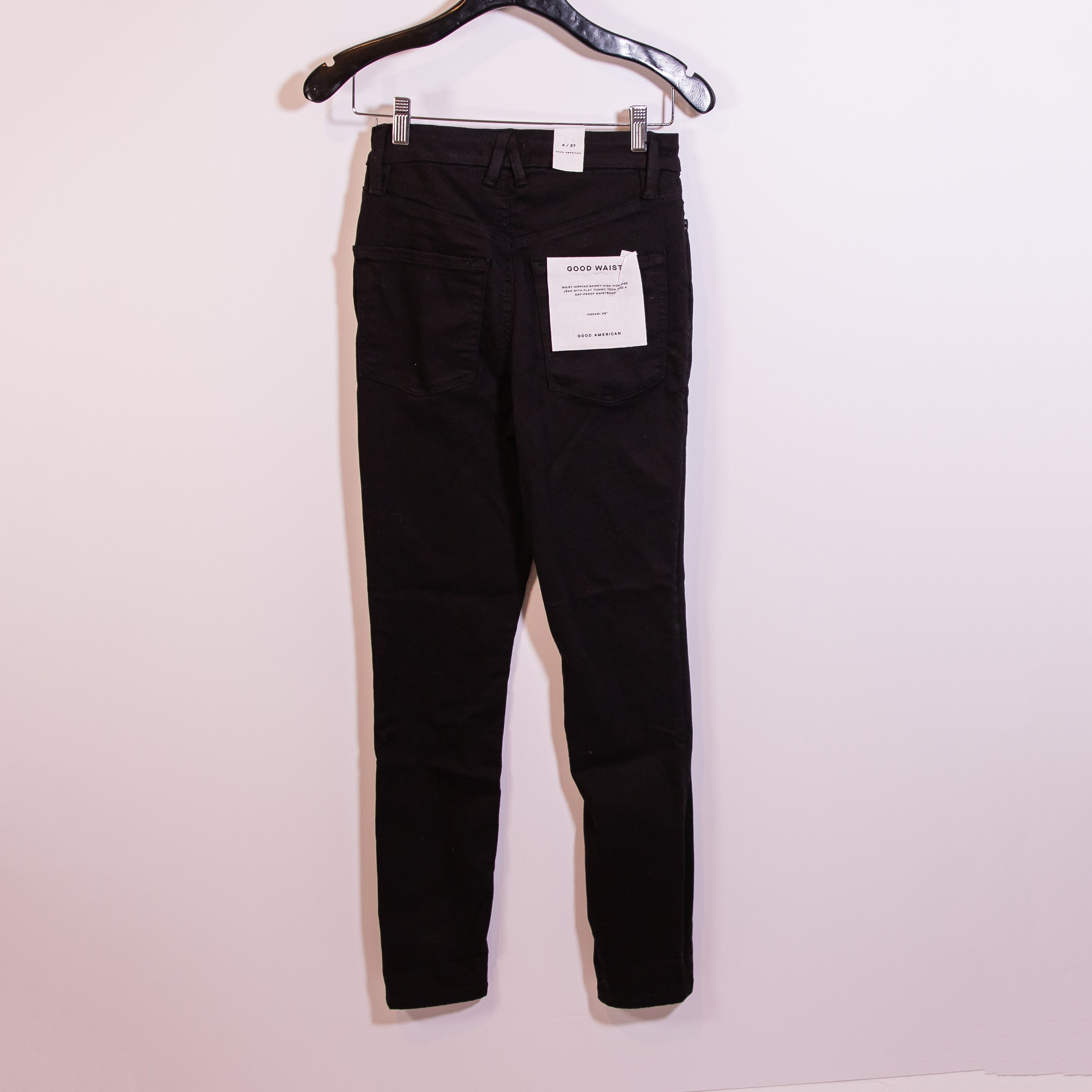 NEW Good American Women's Cotton Stretch High Rise Skinny Denim Jeans Black 4