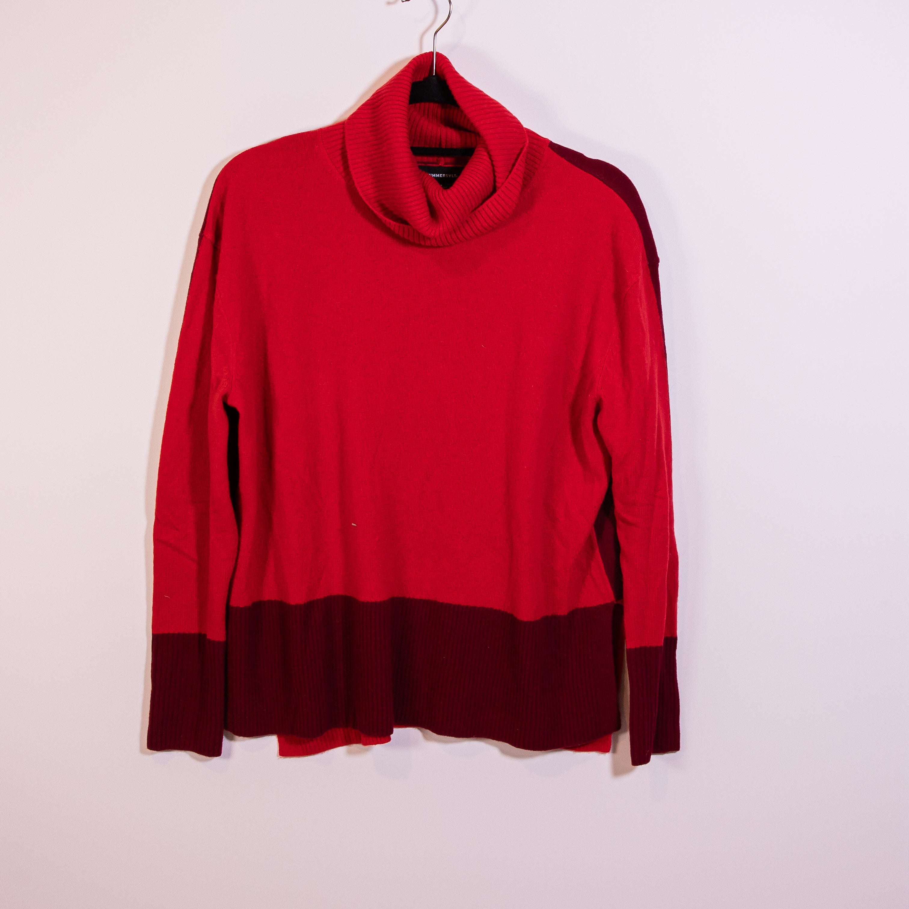 Summersalt The Coziest Cashmere Wool Knit Stretch Turtleneck Sweater Pinot Lava