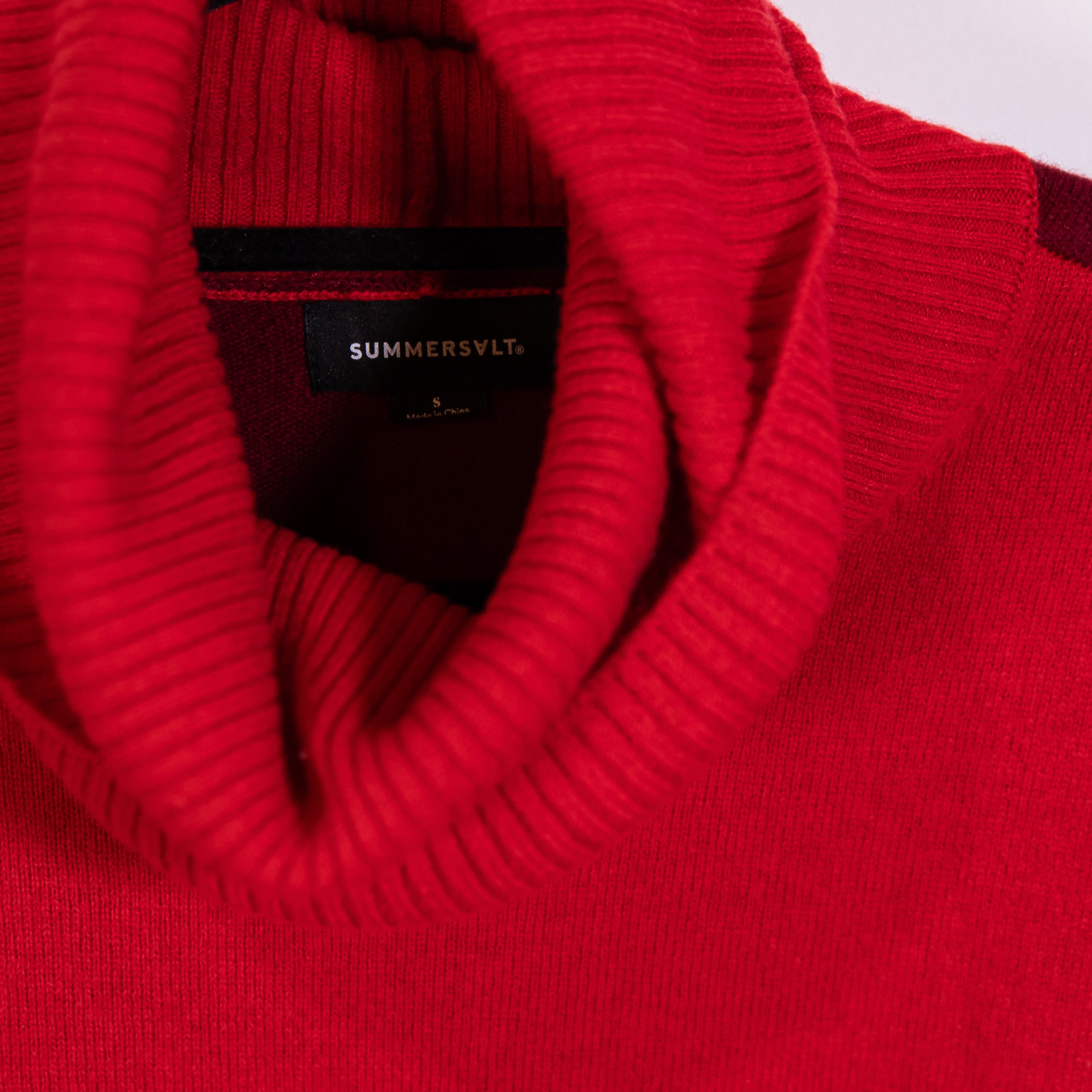 Summersalt The Coziest Cashmere Wool Knit Stretch Turtleneck Sweater Pinot Lava