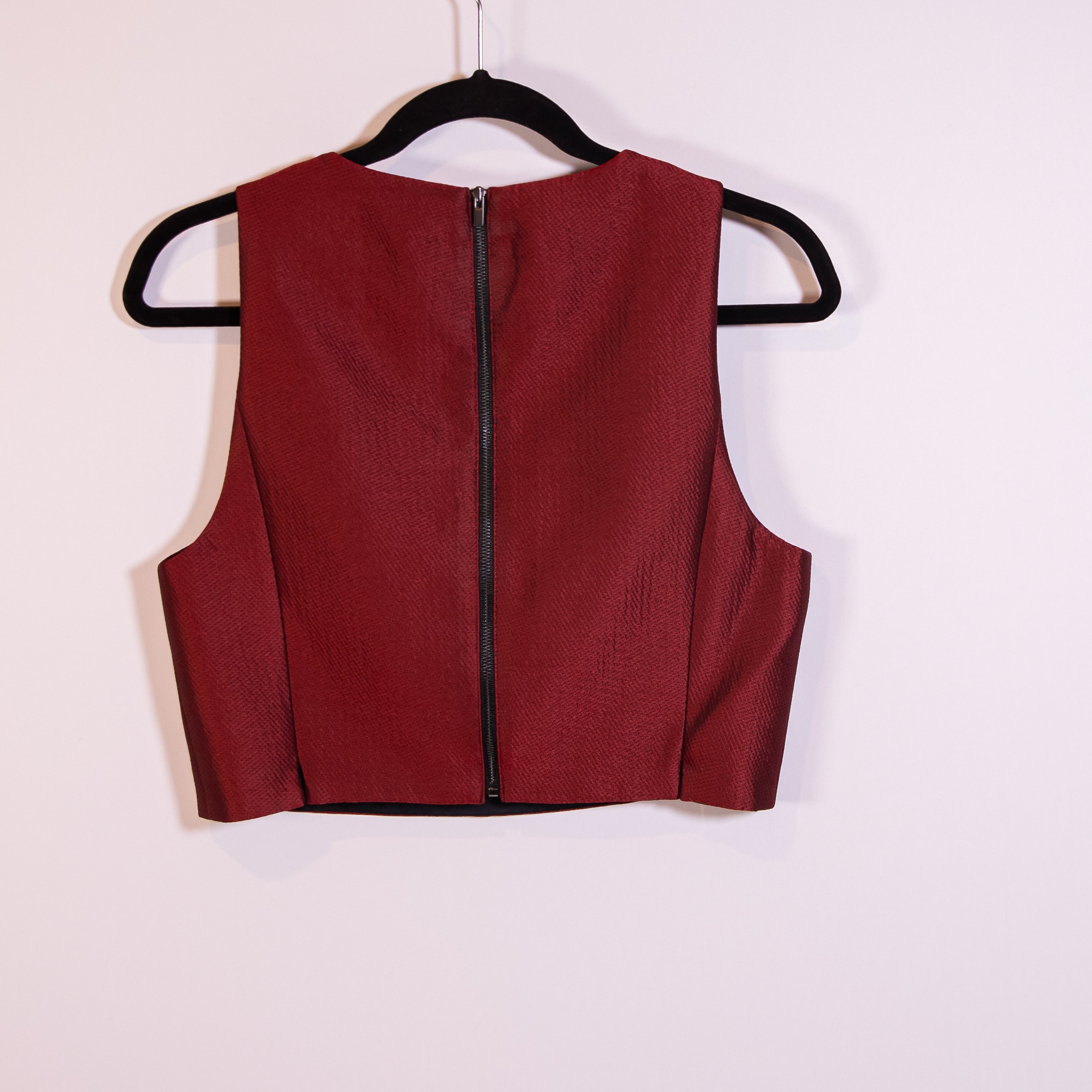 NEW 4.Collective Lulu Jacquard Textured Scoop Neck Sleeveless Blouse Top Red 8