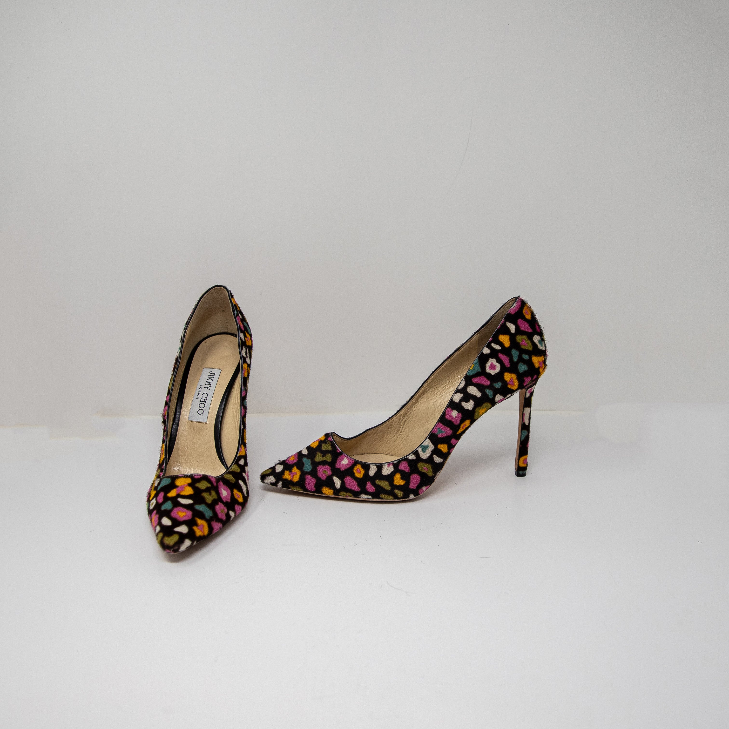 Jimmy Choo Romy Cerise Mix Print Calf Hair Pointed Toe Pumps High Heels Shoes 11