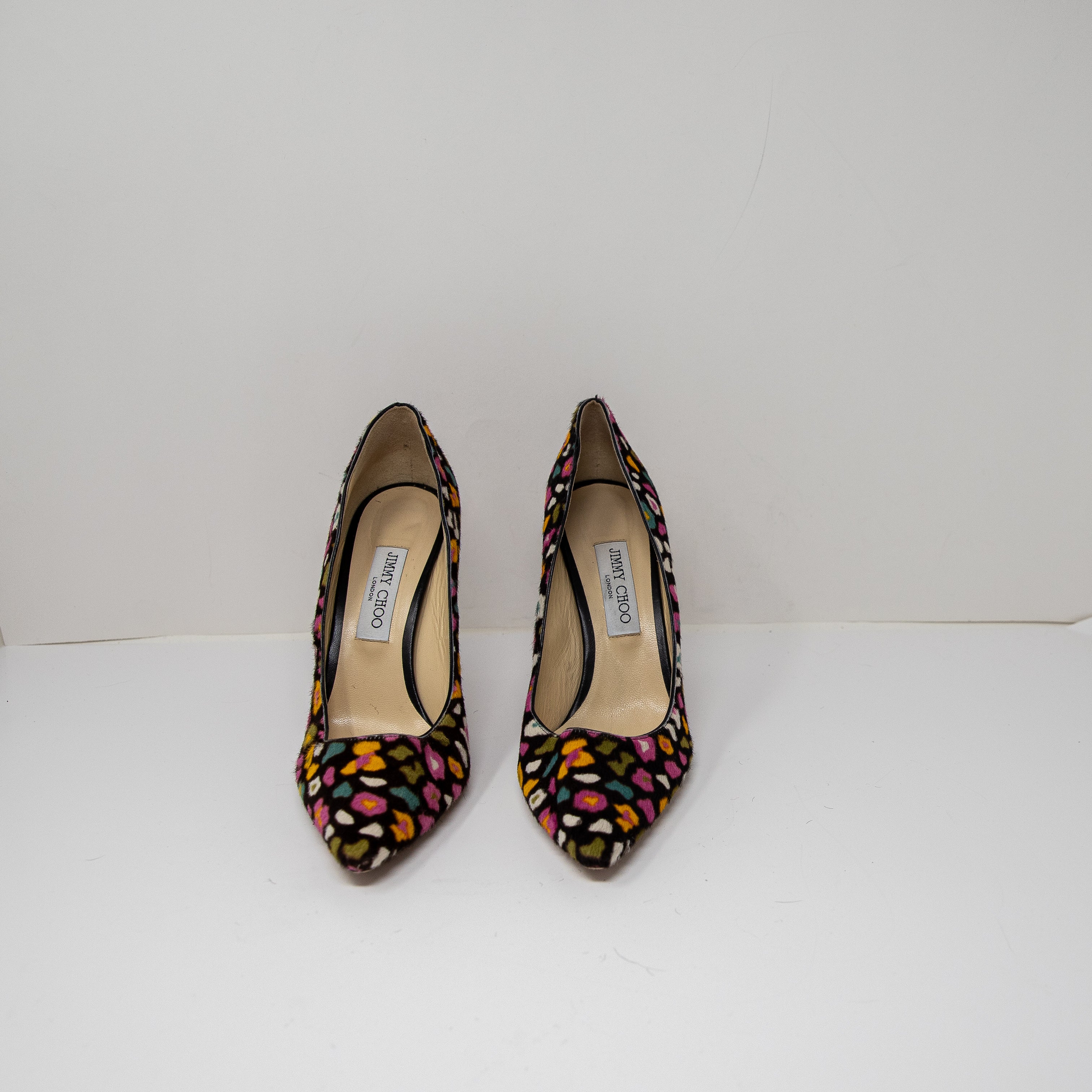 Jimmy Choo Romy Cerise Mix Print Calf Hair Pointed Toe Pumps High Heels Shoes 11