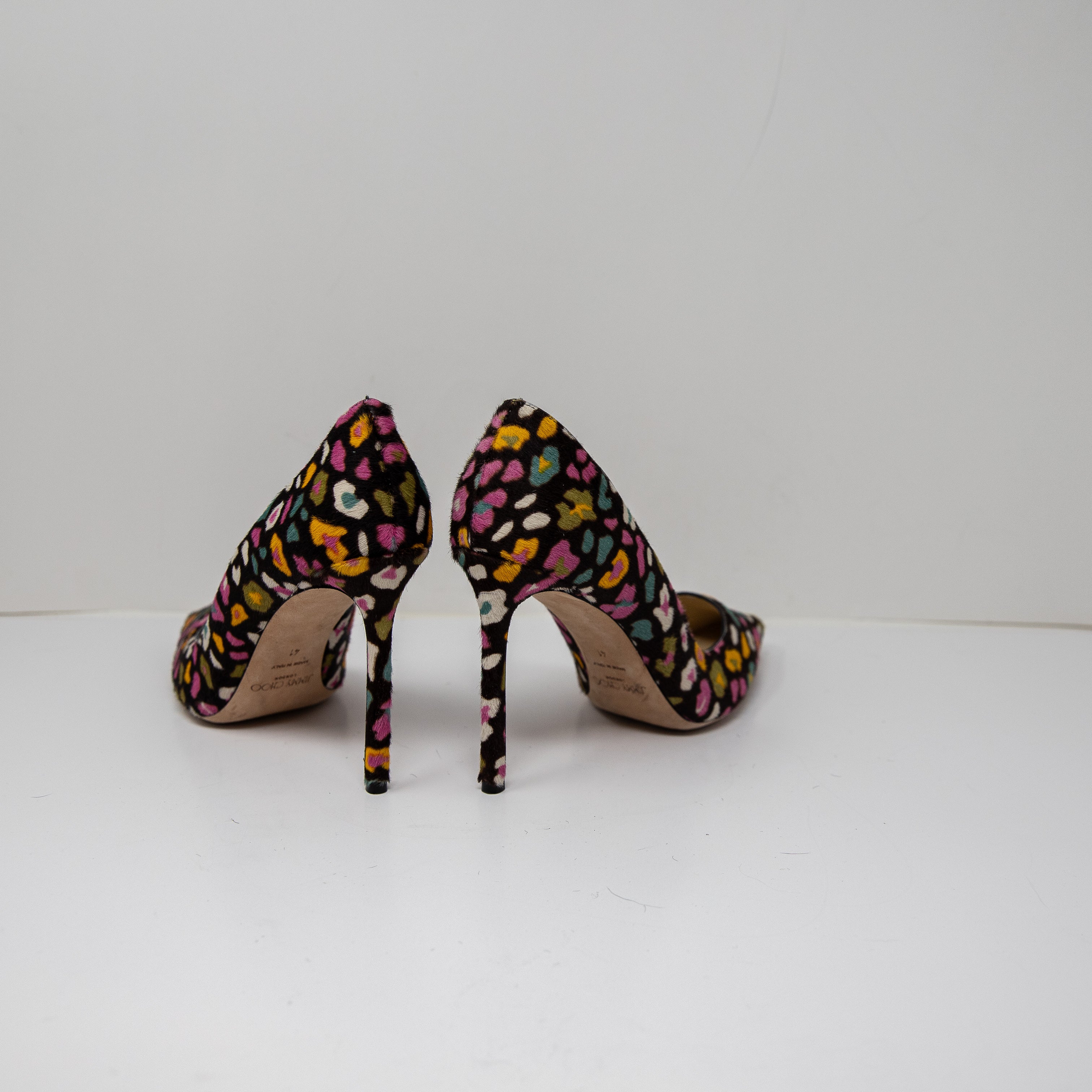 Jimmy Choo Romy Cerise Mix Print Calf Hair Pointed Toe Pumps High Heels Shoes 11