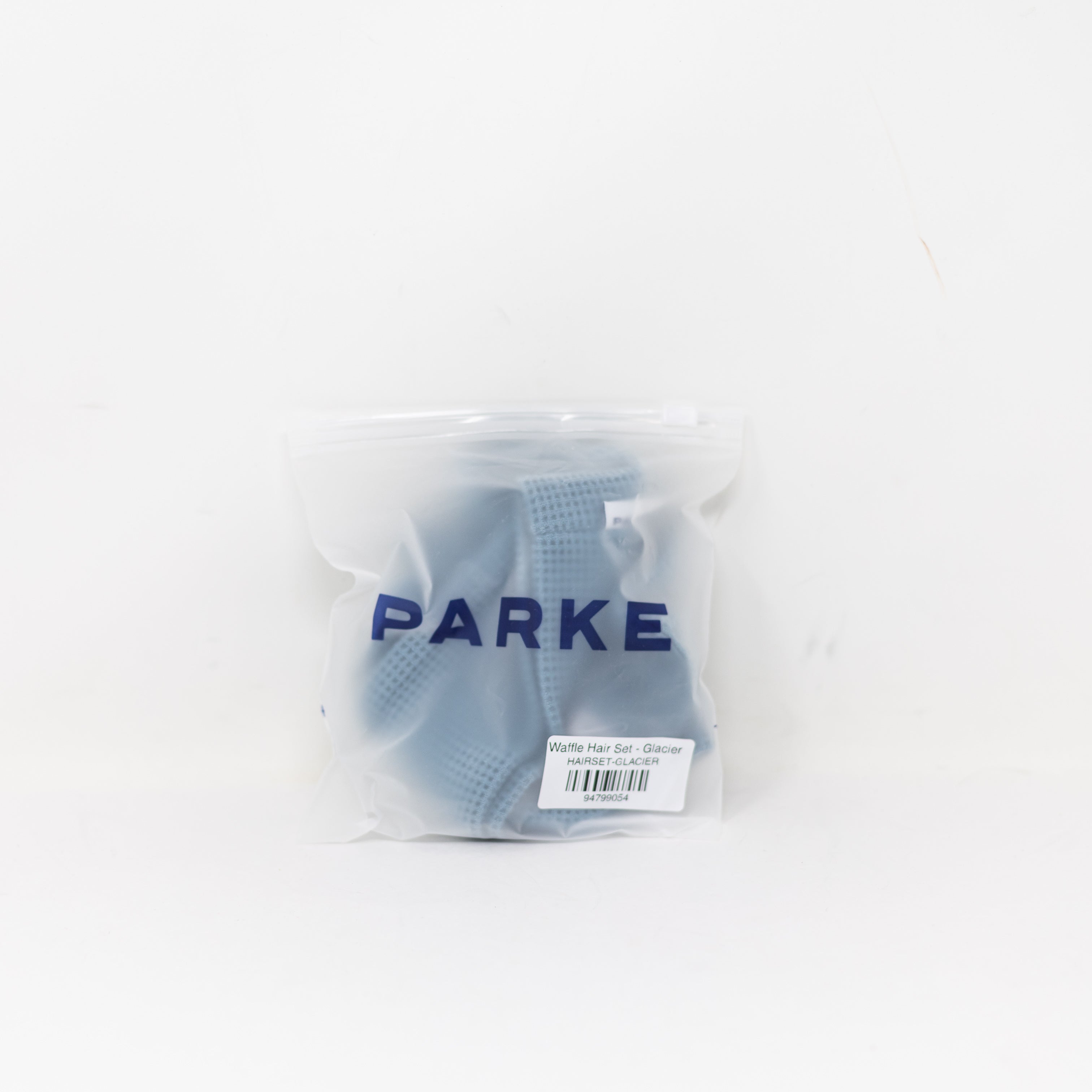 NEW Parke Waffle Weave Cotton Stretch Hair Set Headband Scrunchie Glacier Blue