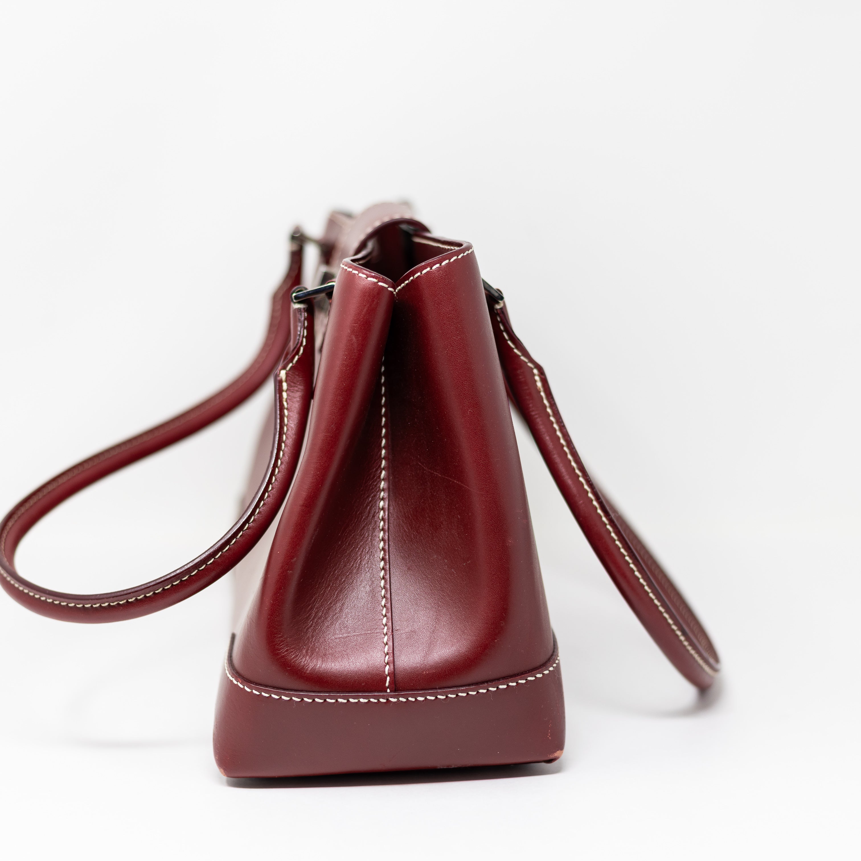 Lambertson Truex Genuine Leather Made In Italy Top Handle Purse Tote Bag Red