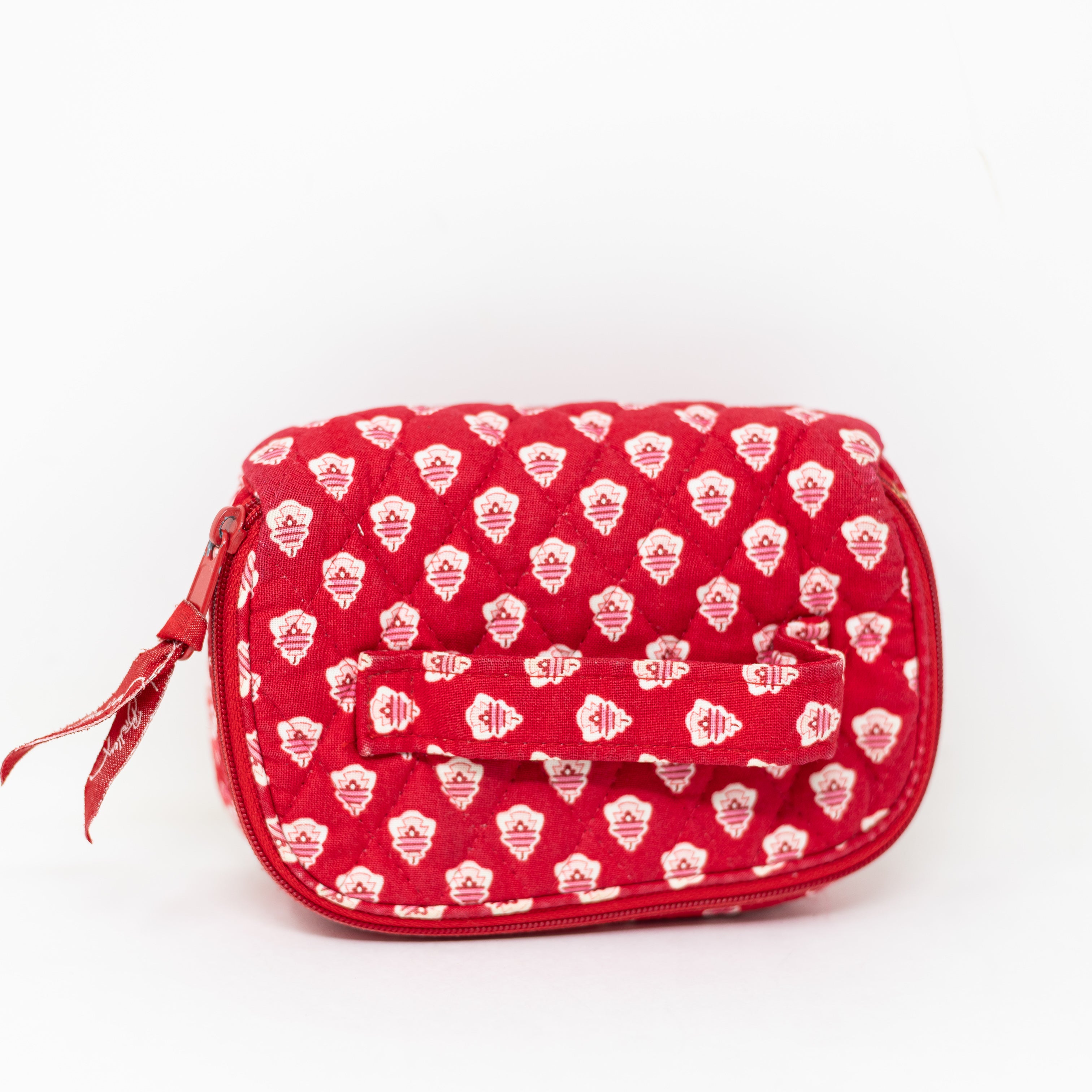 Vera Bradley Cotton Quilted Travel Makeup Jewelry Zip Around Bag Nantucket Red