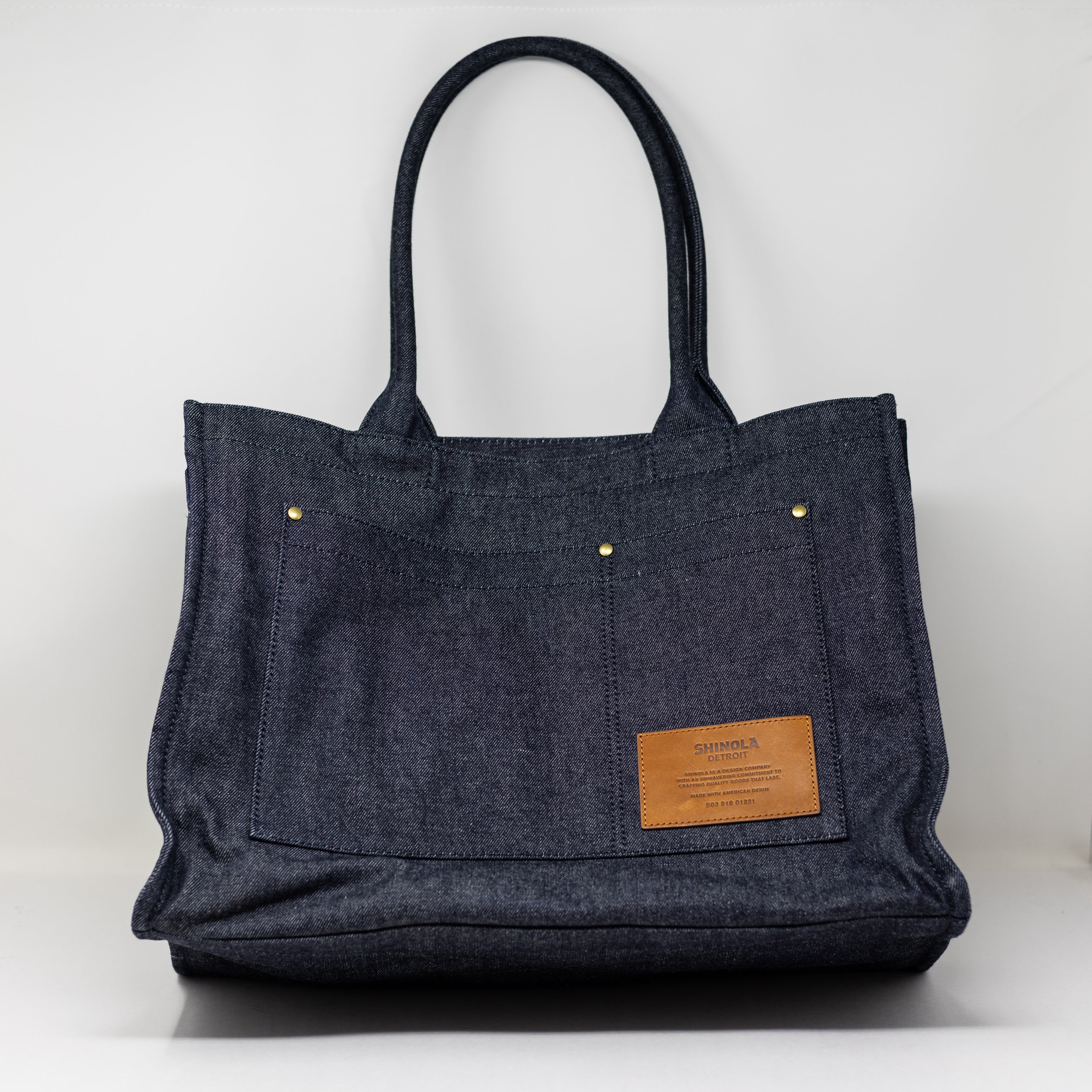 NEW Shinola Runabout Selvedge Denim Jean Cotton Canvas Open Tote Bag Purse Blue