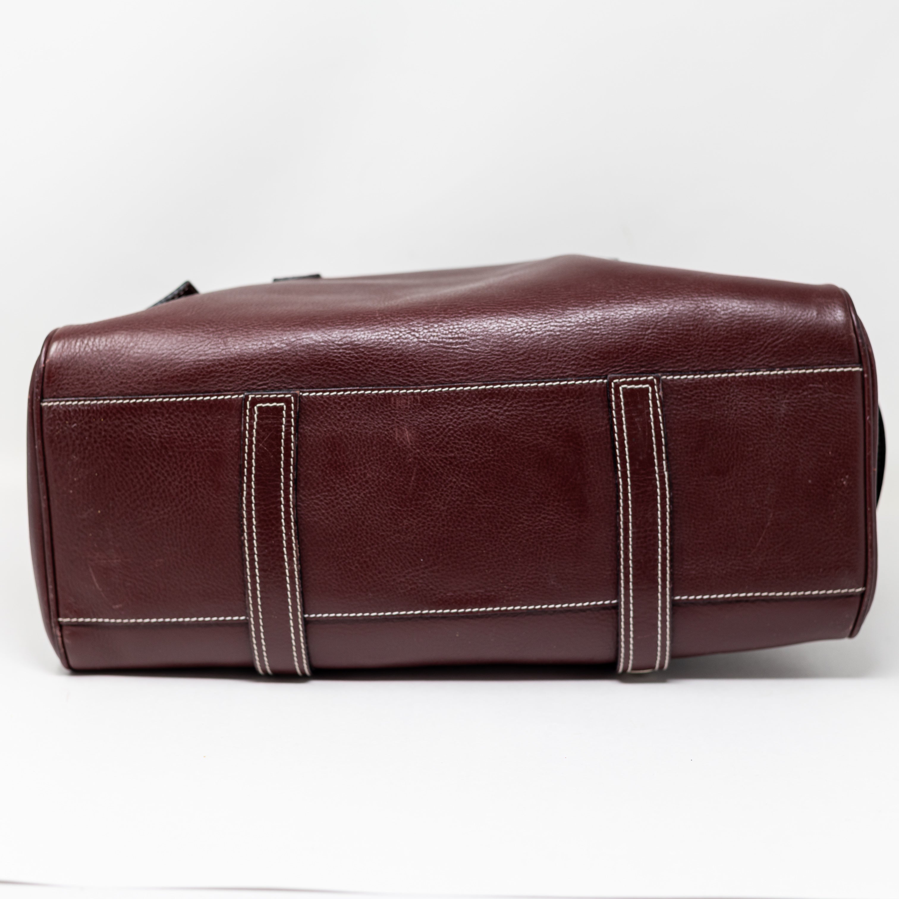 Luella Bartley Gisele Genuine Leather Buckle Satchel Top Handle Purse Bag Purple