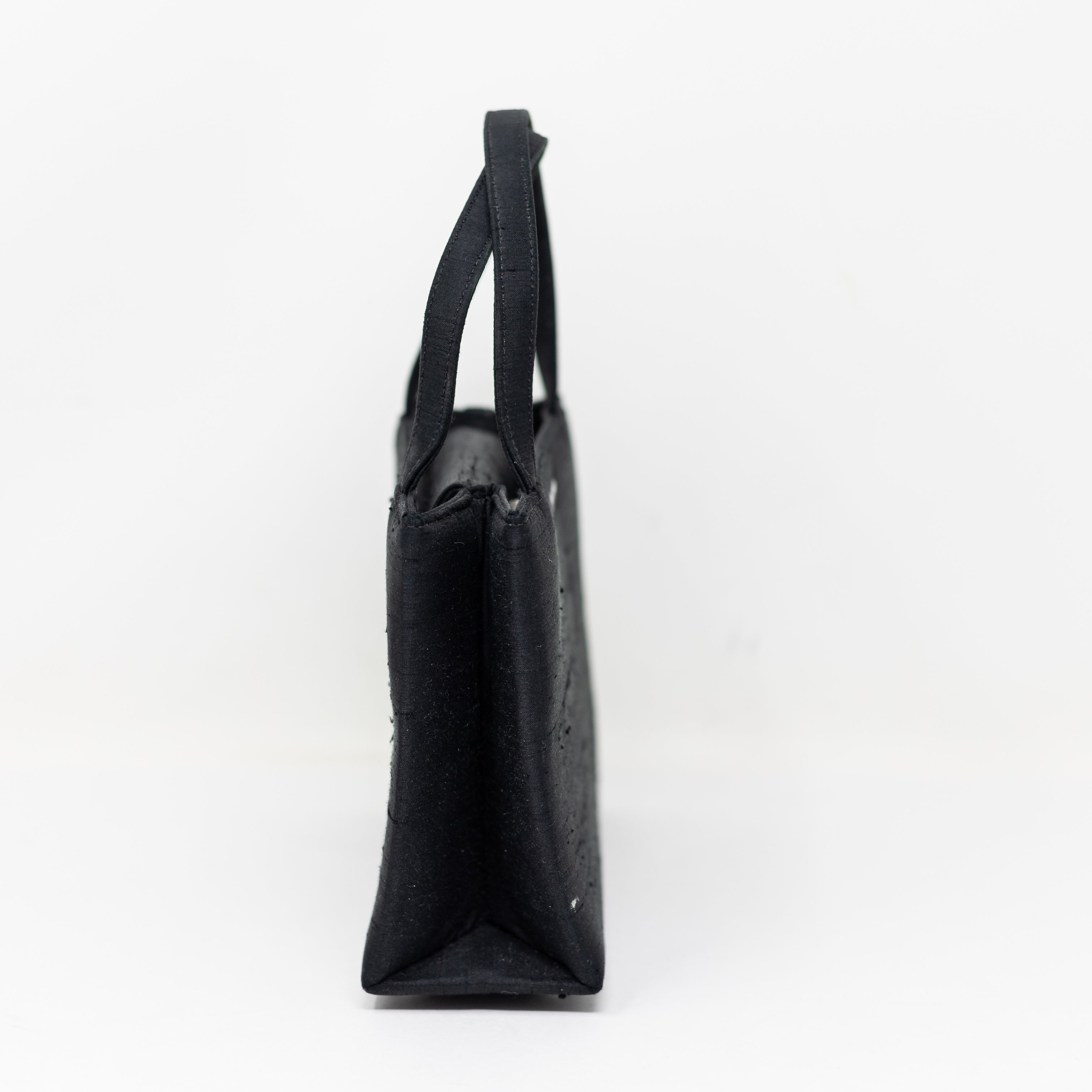 Kate Spade Vintage Raw Silk Textured Top Handle Mini Square Purse Bag Black