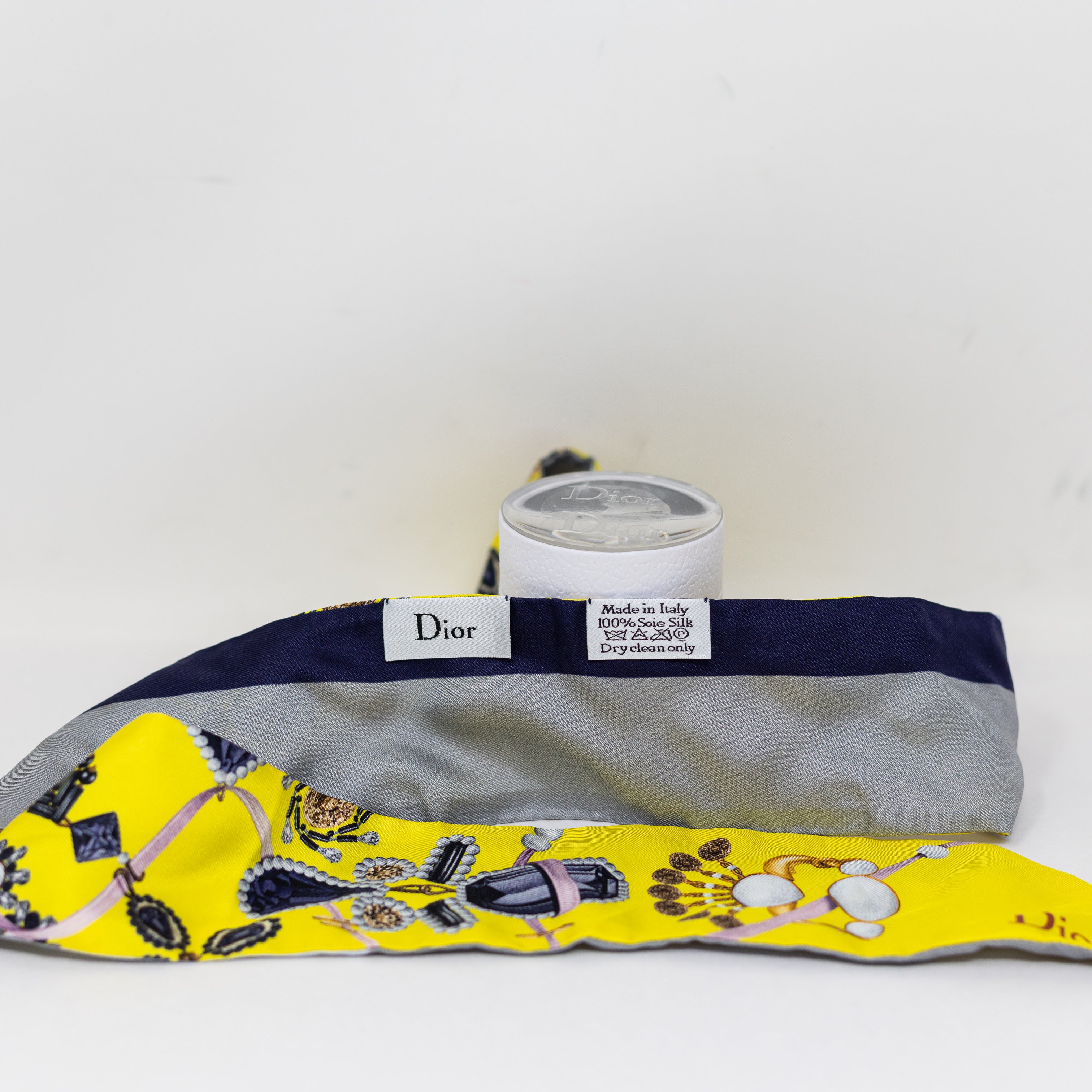 Christian Dior Silk Satin Made In Italy Jewel Crystal Print Scarf Wrap Bandeau