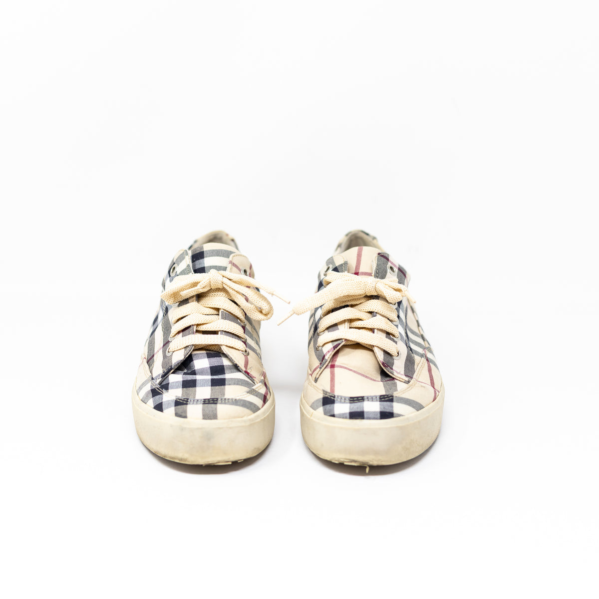 Burberry Women's Nova Check Print Pattern Canvas Low Top Lace Up Sneakers Shoes