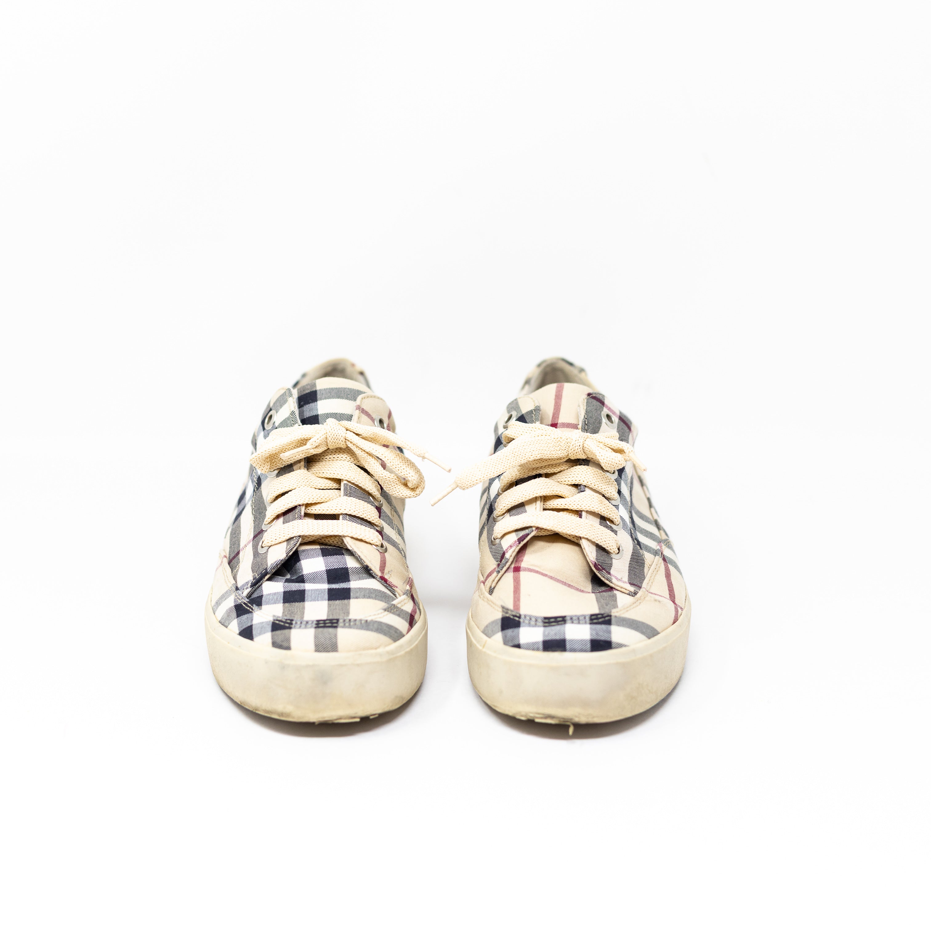 Burberry Women's Nova Check Print Pattern Canvas Low Top Lace Up Sneakers Shoes