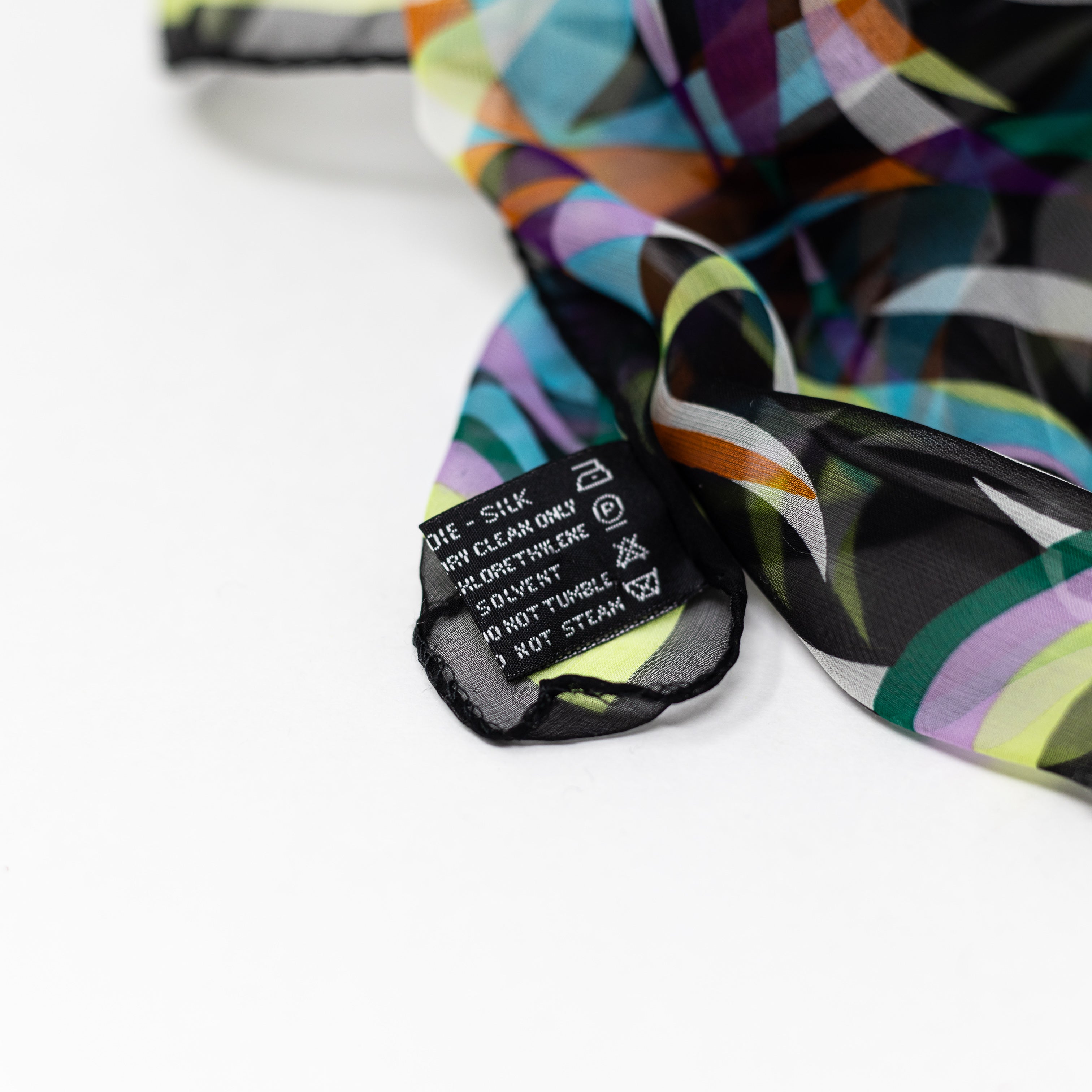 Missoni Made In Italy Silk Chiffon Abstract Print Pattern Square Scarf Multi