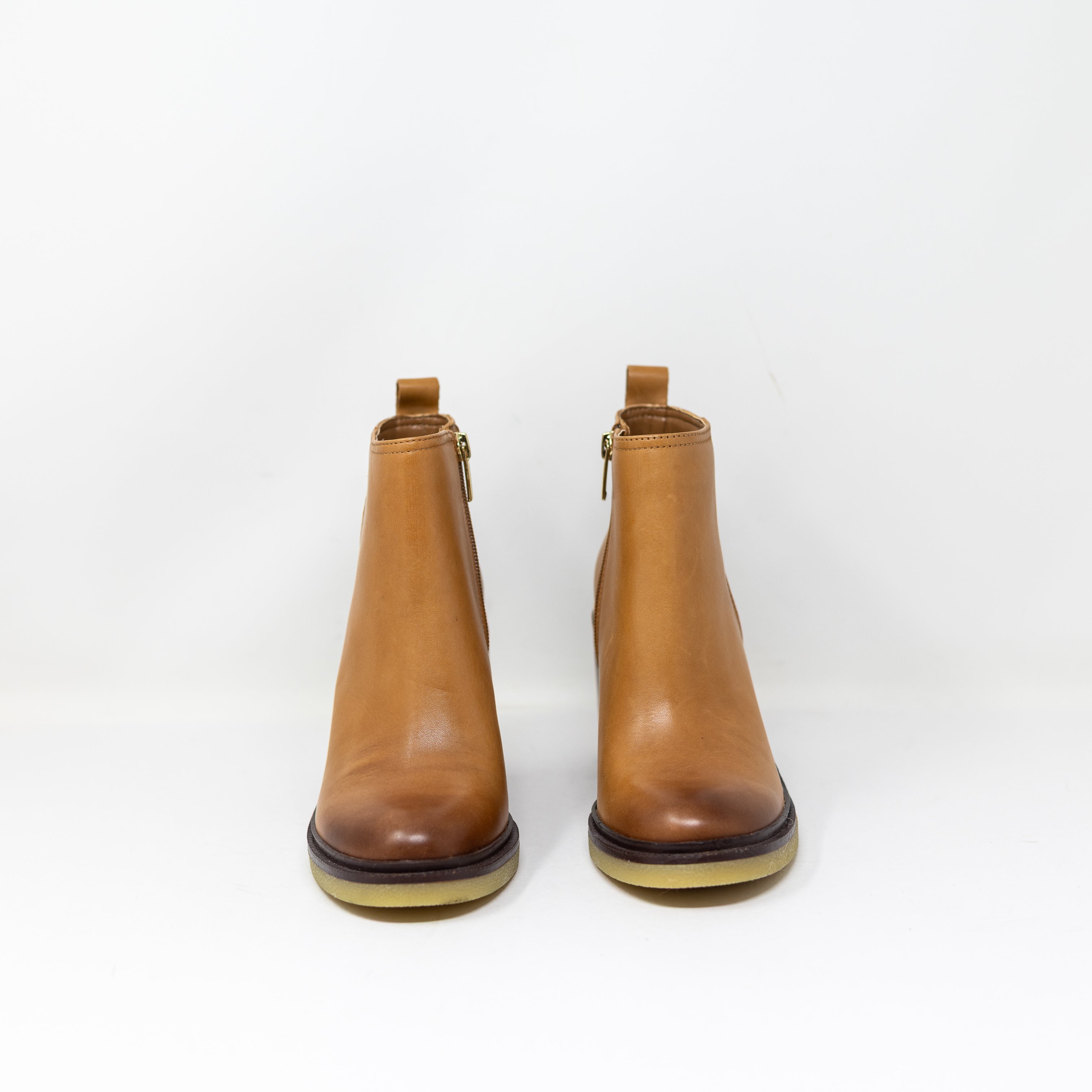 NEW Vince Camuto Women's Gorgan Light Cognac Tan Leather Block Heel Ankle Boots