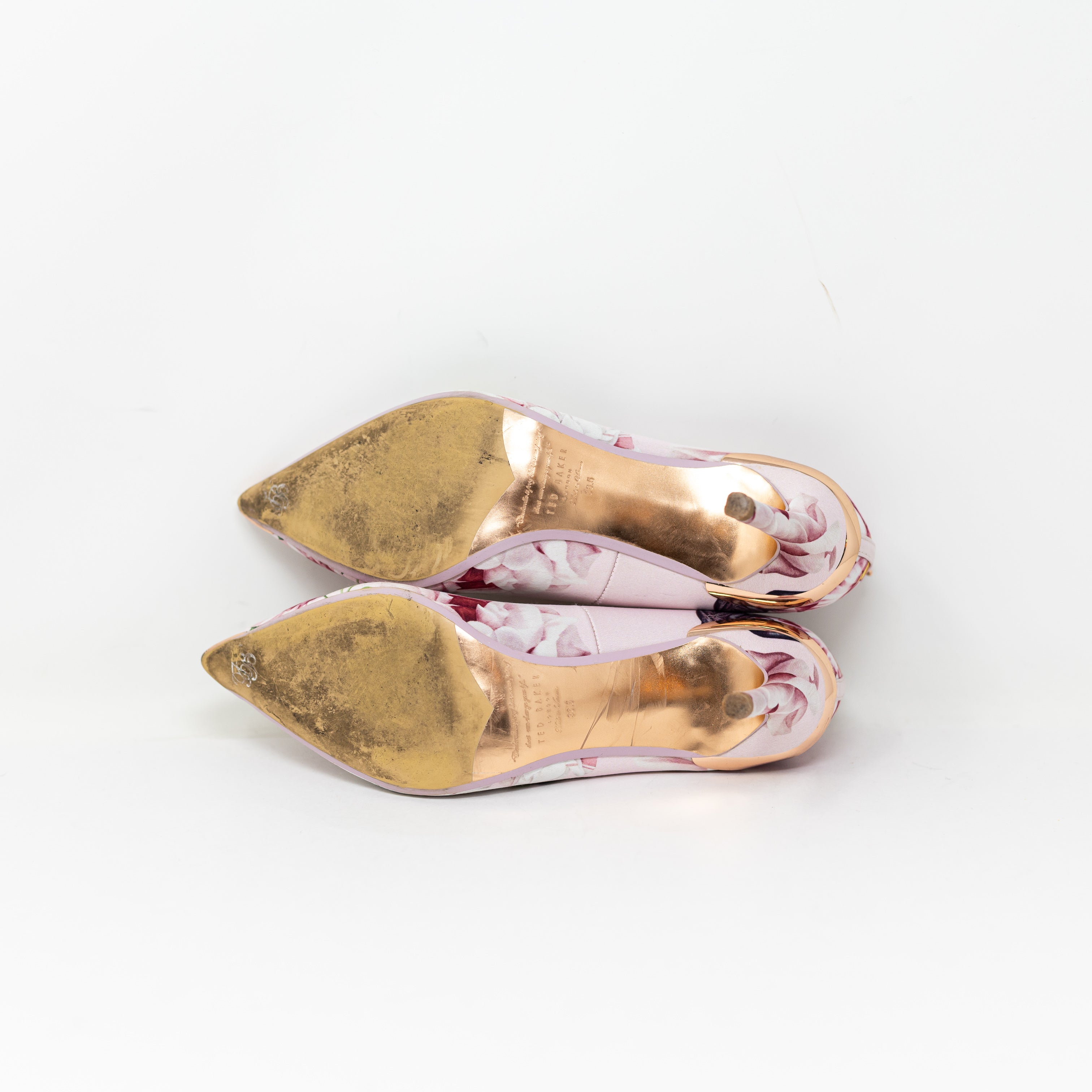 Ted Baker Women's Satin Floral Flower Print Pattern Pointed Toe High Heels Shoes