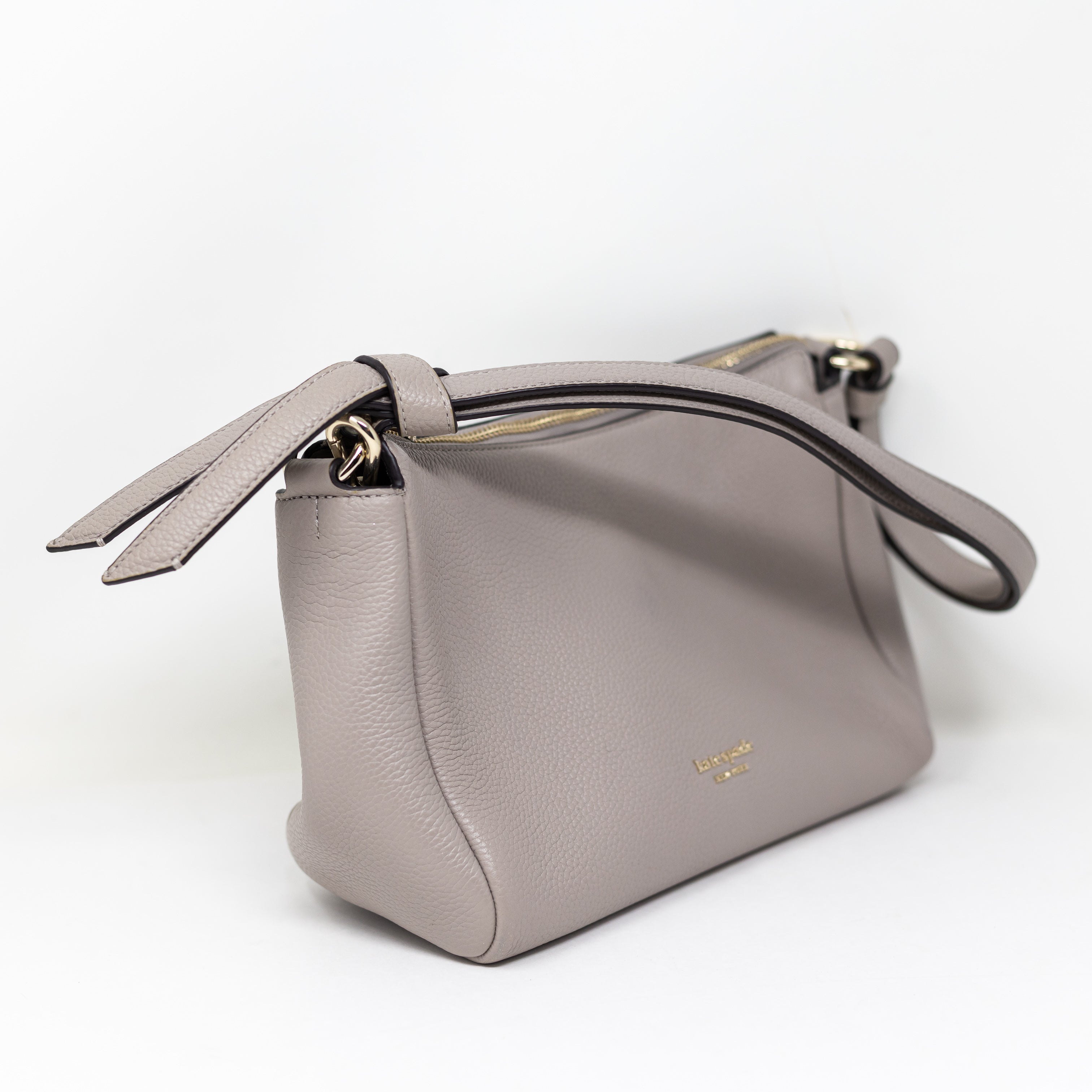 Kate Spade Knott Medium Genuine Pebbled Leather Shoulder Bag Purse Gray
