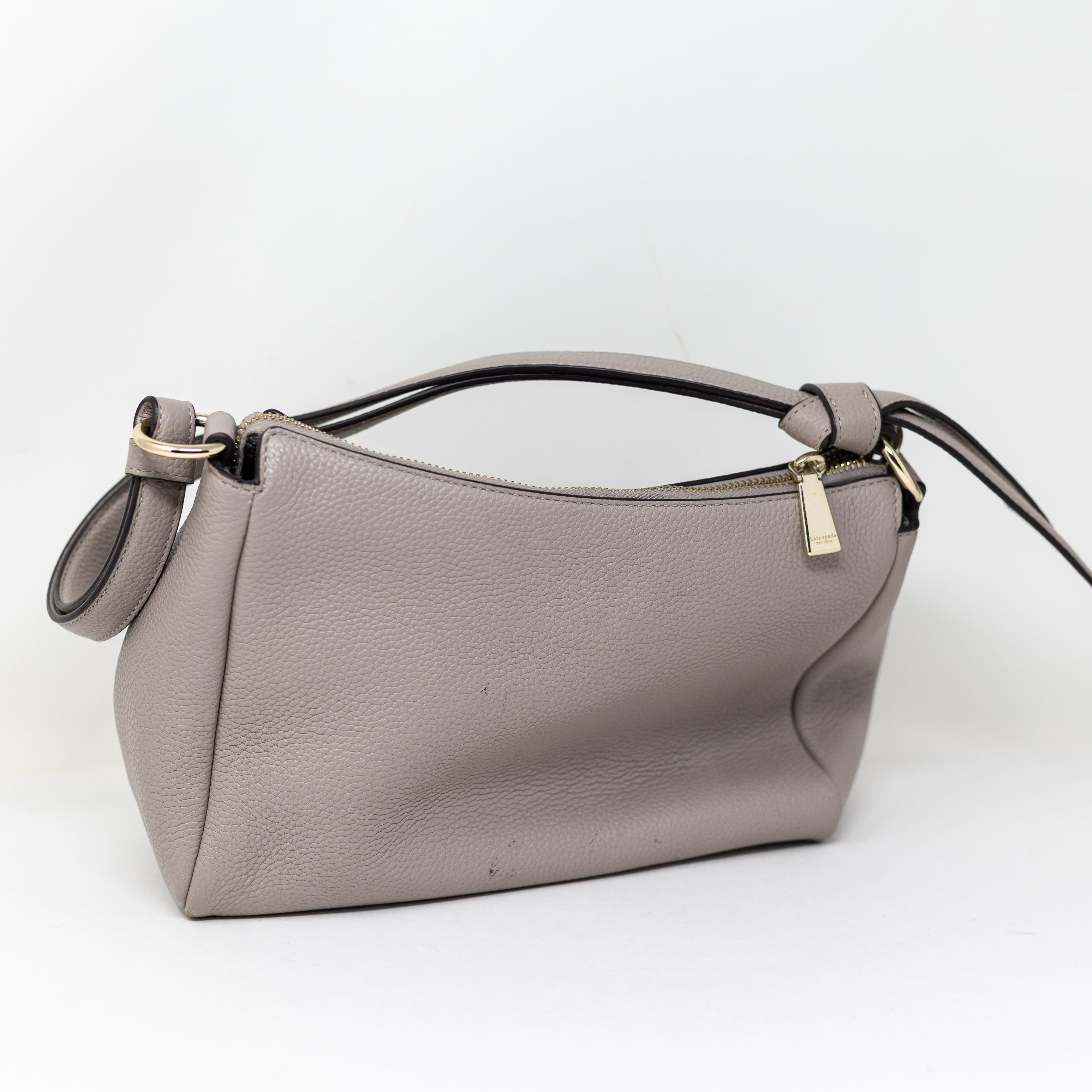 Kate Spade Knott Medium Genuine Pebbled Leather Shoulder Bag Purse Gray
