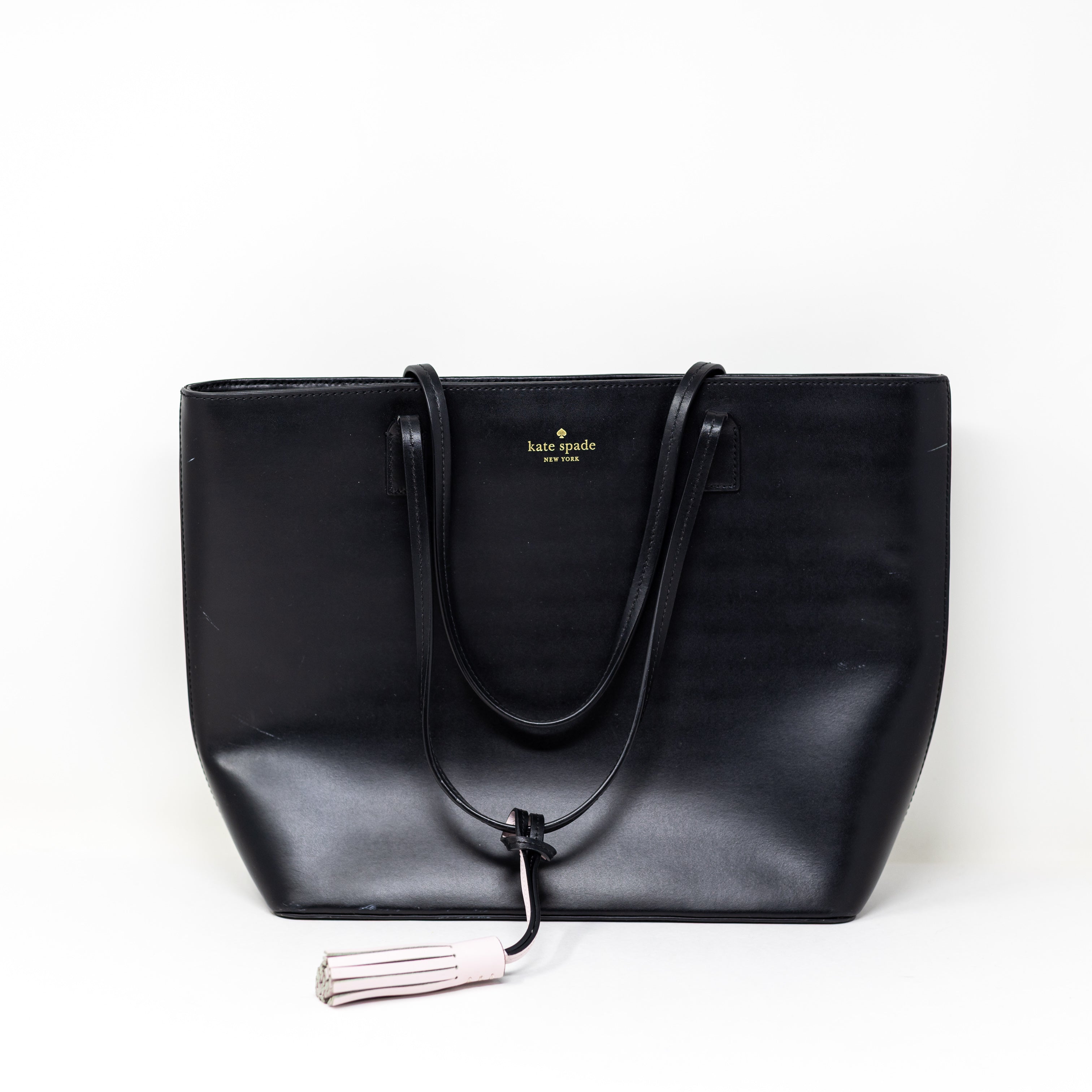 Kate Spade Seton Karla Genuine Smooth Leather Shoulder Purse Tote Bag Black