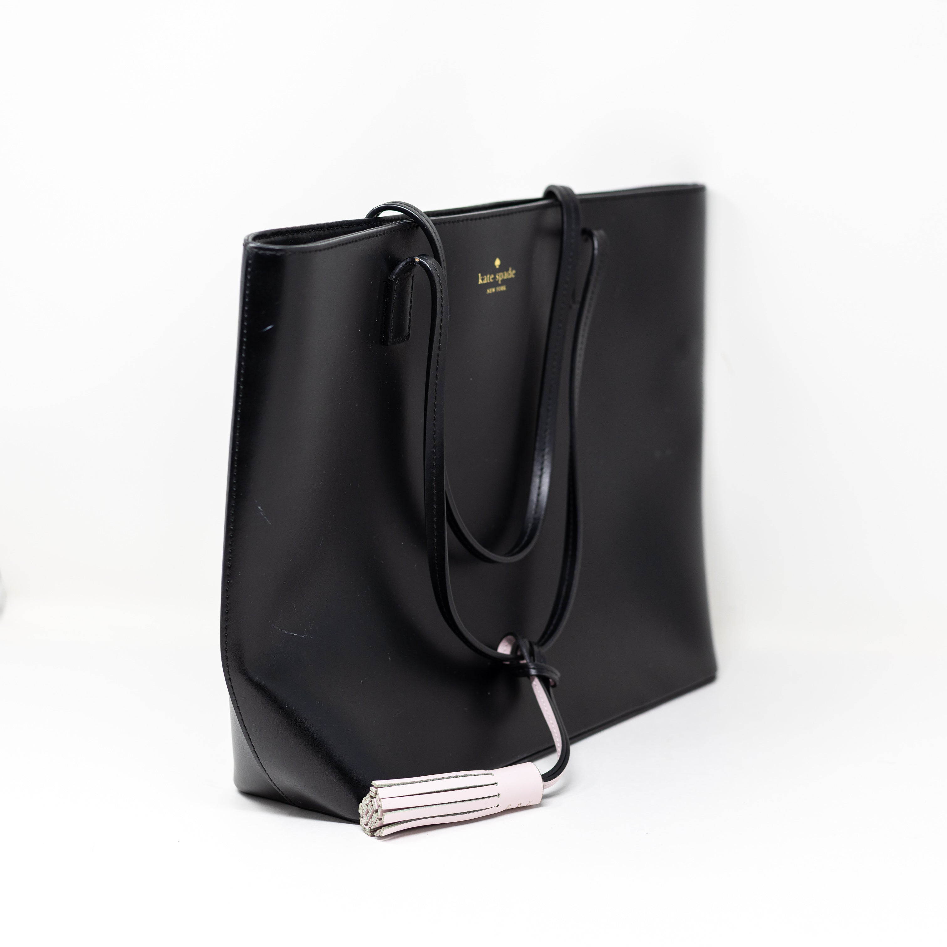 Kate Spade Seton Karla Genuine Smooth Leather Shoulder Purse Tote Bag Black