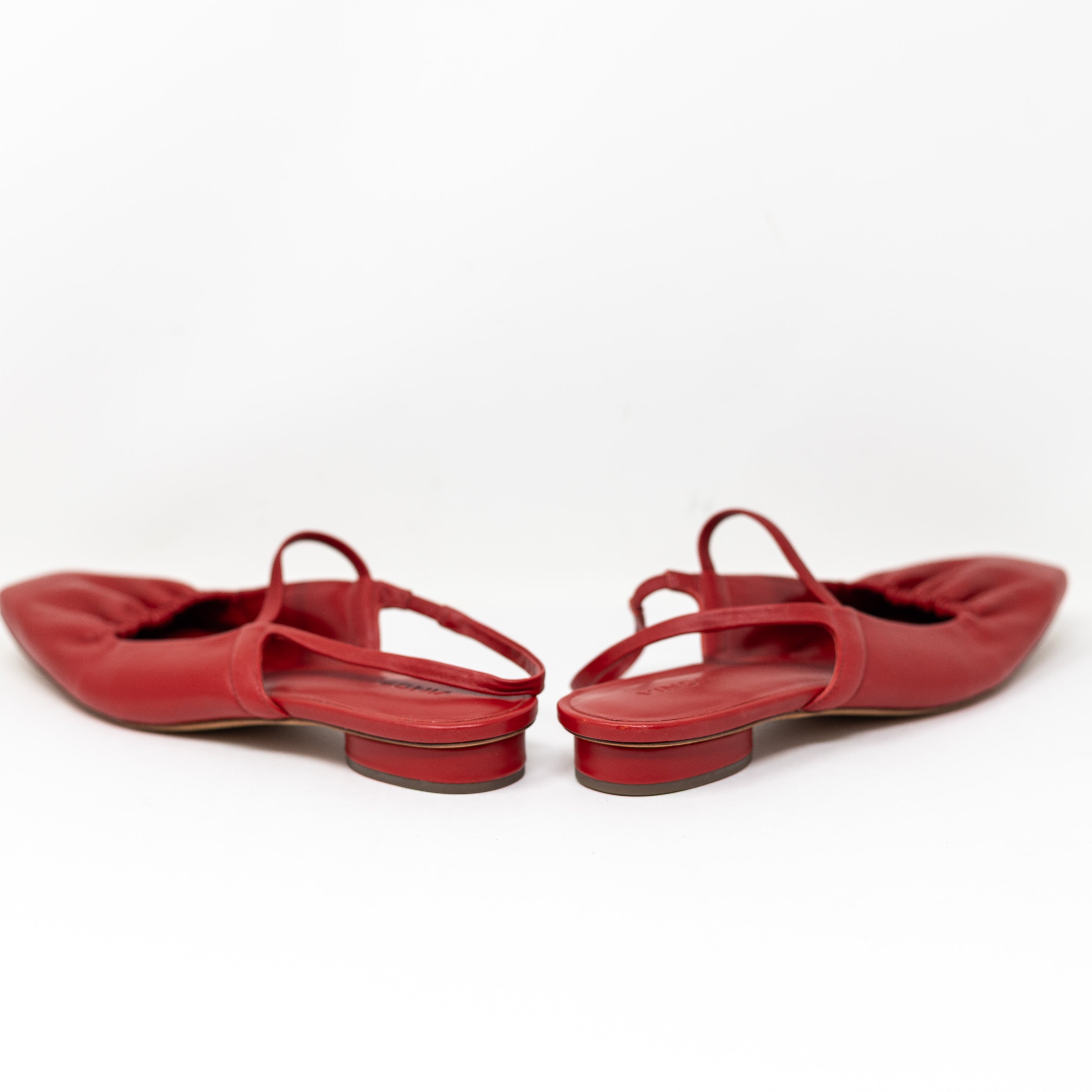 NEW Vince Bernice Genuine Leather Square Toe Slingback Ballet Flats Shoes Red 11