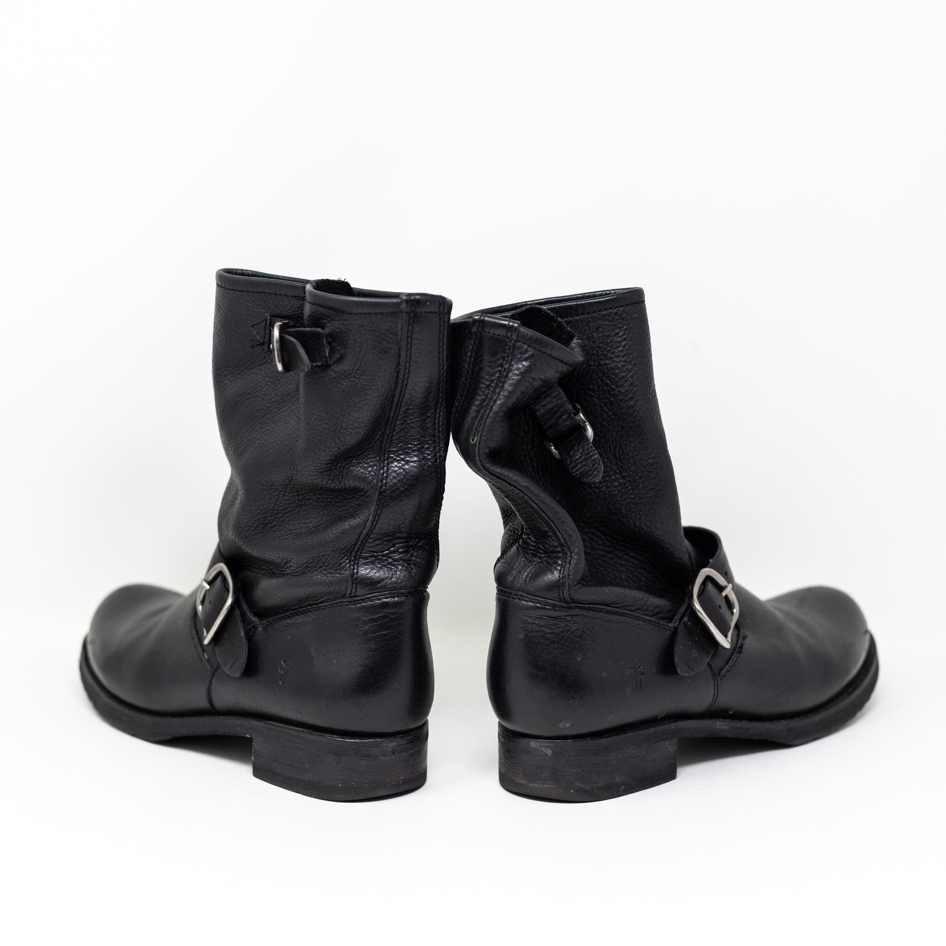 Frye Women's Veronica Flex Short Genuine Leather Pull On Moto Boots Shoes Black